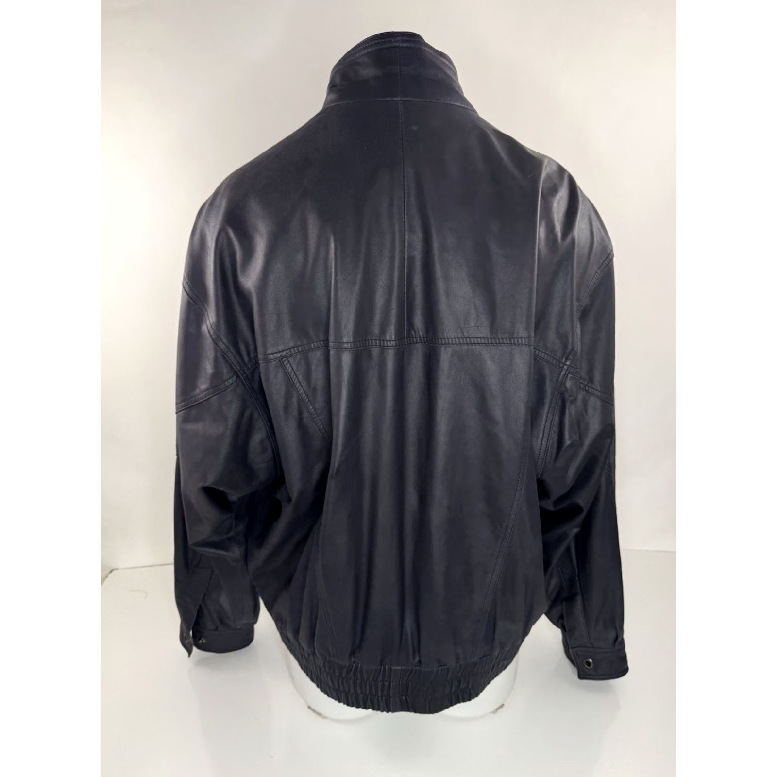 Vintage BORGO ANTICO Bomber Jacket 2 Tone Soft LEATHER Mens 50 Dark Gray / Brown Leather Jacket Mens Bomber 50 EXCELLENT Size US M / EU 48-50 / 2 - 4 Thumbnail