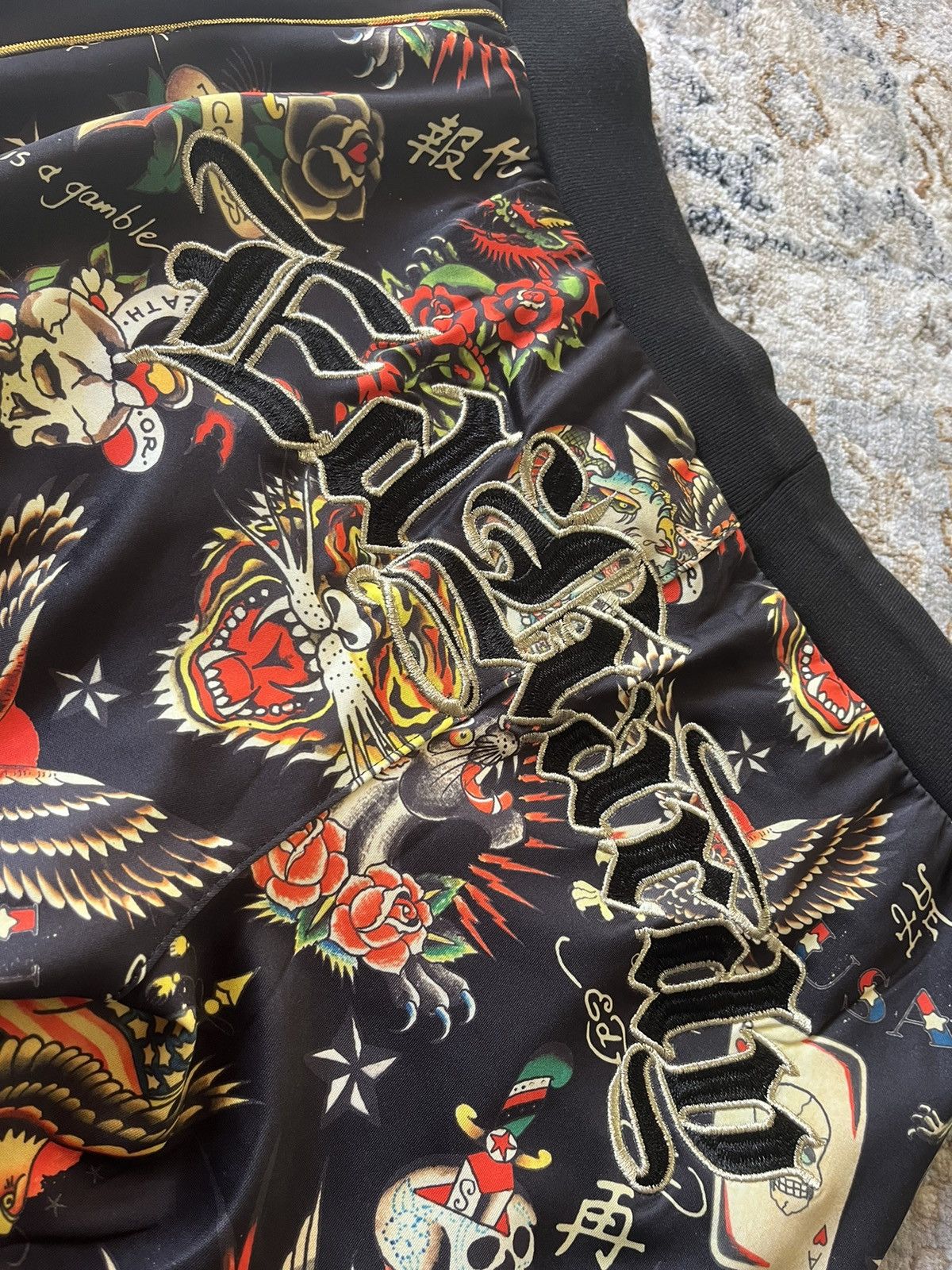 Ed Hardy BAGGY GRAPHIC FLASHBOARD BLACK RELAXED TRACK PANT M Size US 32 / EU 48 - 10 Thumbnail
