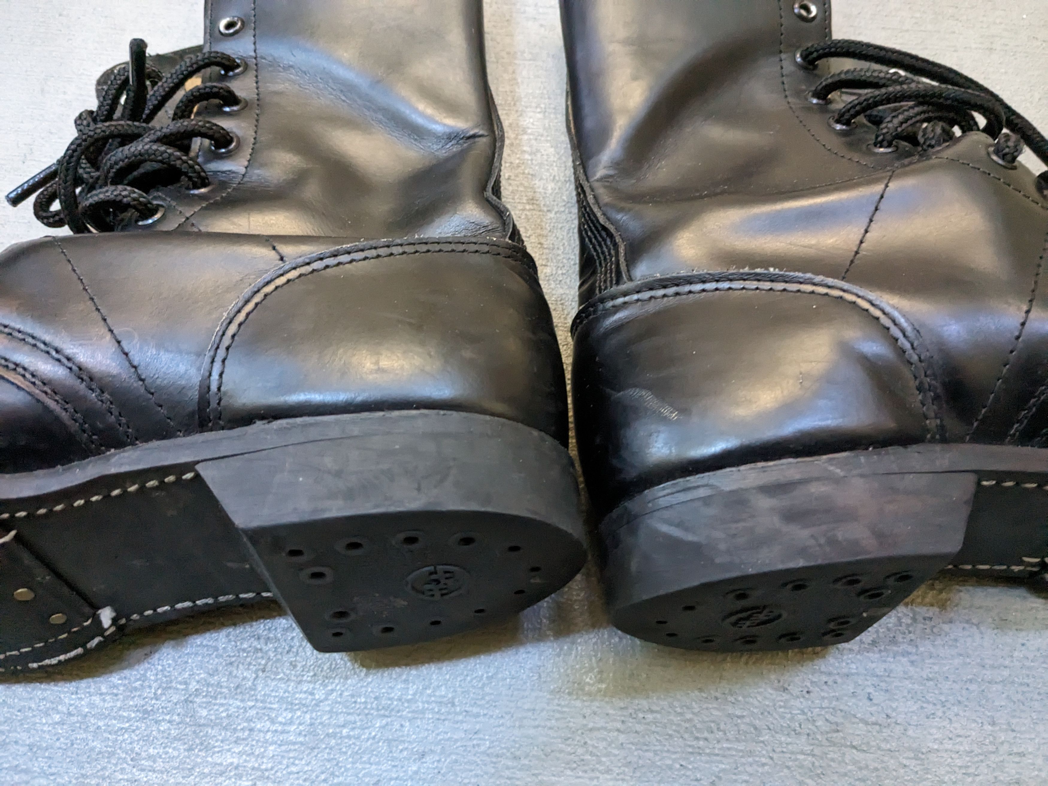 Vintage Vintage Combat Boots Black 8.5 Leather Biker Chunky Rubber Size US 8.5 / EU 41-42 - 6 Thumbnail