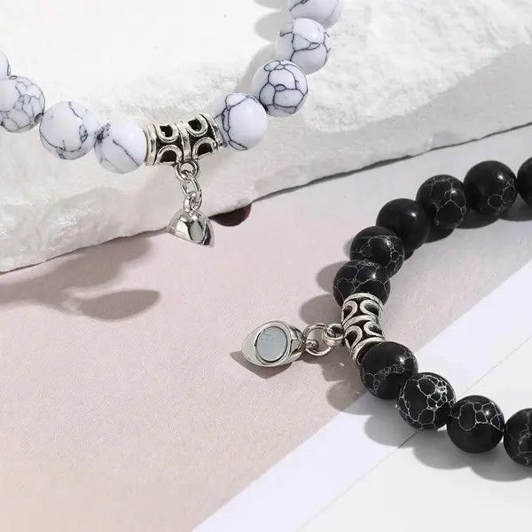 Jewelry Yuuka x Aya Black Whiye 2pieces /Set Beads Bracelet Size ONE SIZE - 3 Thumbnail