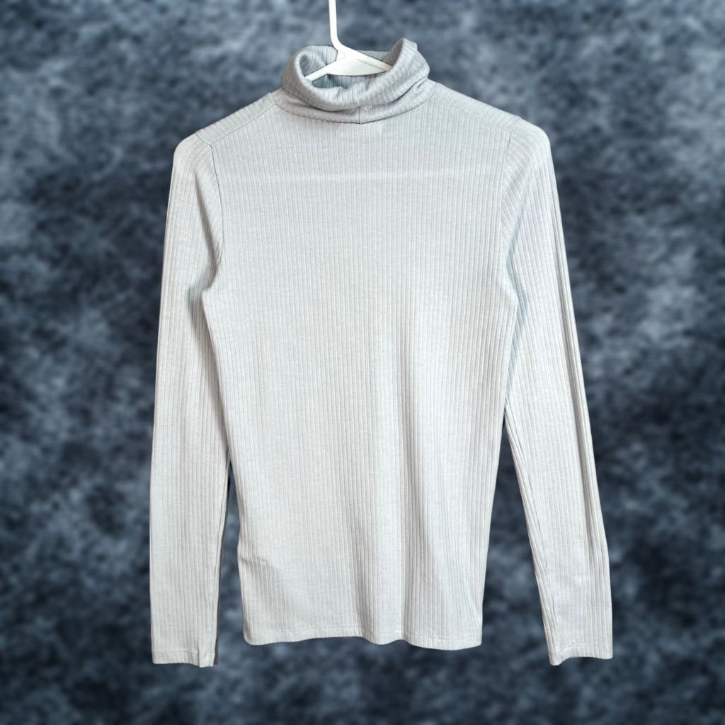 Madewell Madewell Top Womens XS Light Gray Ribbed Turtleneck Pullover Long Sleeve Knit Casual Shirt Size XS / US 0-2 / IT 36-38 - 1 Thumbnail