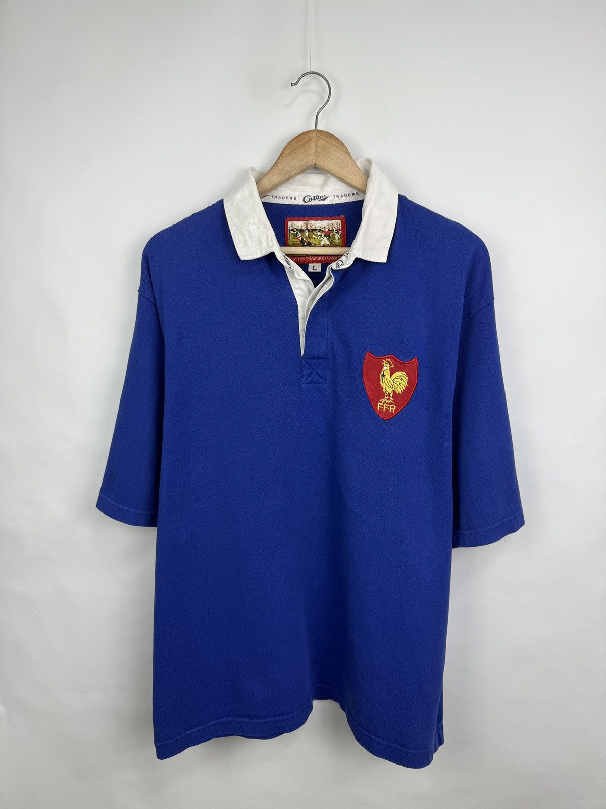 Cotton Traders 🏉🇫🇷 Vintage France Cotton Traders Rugby Polo Retro Rare Y2K Size US L / EU 52-54 / 3 - 2 Thumbnail