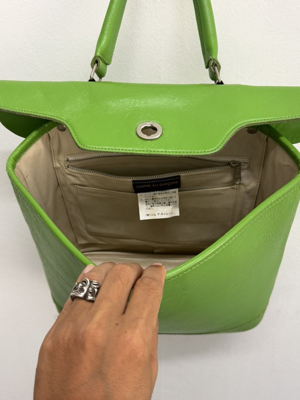 Comme des Garcons Comme des Garçons Green Leather Flap Handbag" Size ONE SIZE - 8 Thumbnail