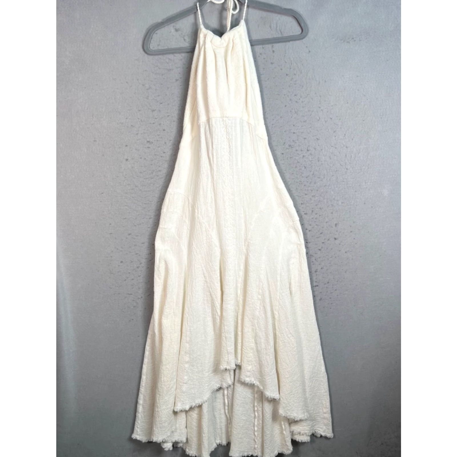 Vintage Rue Mariscal Maxi Dress Ivory Halter Cotton Embroidered Sleeveless Bohemian 2-4 Women Size 2-4 Summer Vintage? (No N/A) Size XS / US 0-2 / IT 36-38 - 2 Thumbnail