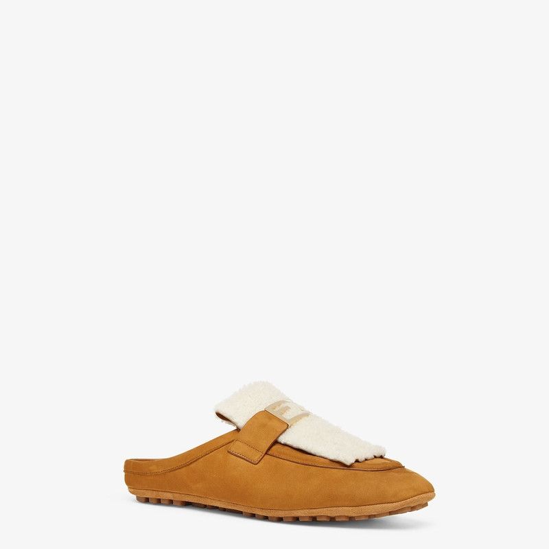 Fendi o1B3y1r0426 Baguette Suede & Shearling Mules in Brown Size US 9 / IT 39 - 2 Thumbnail