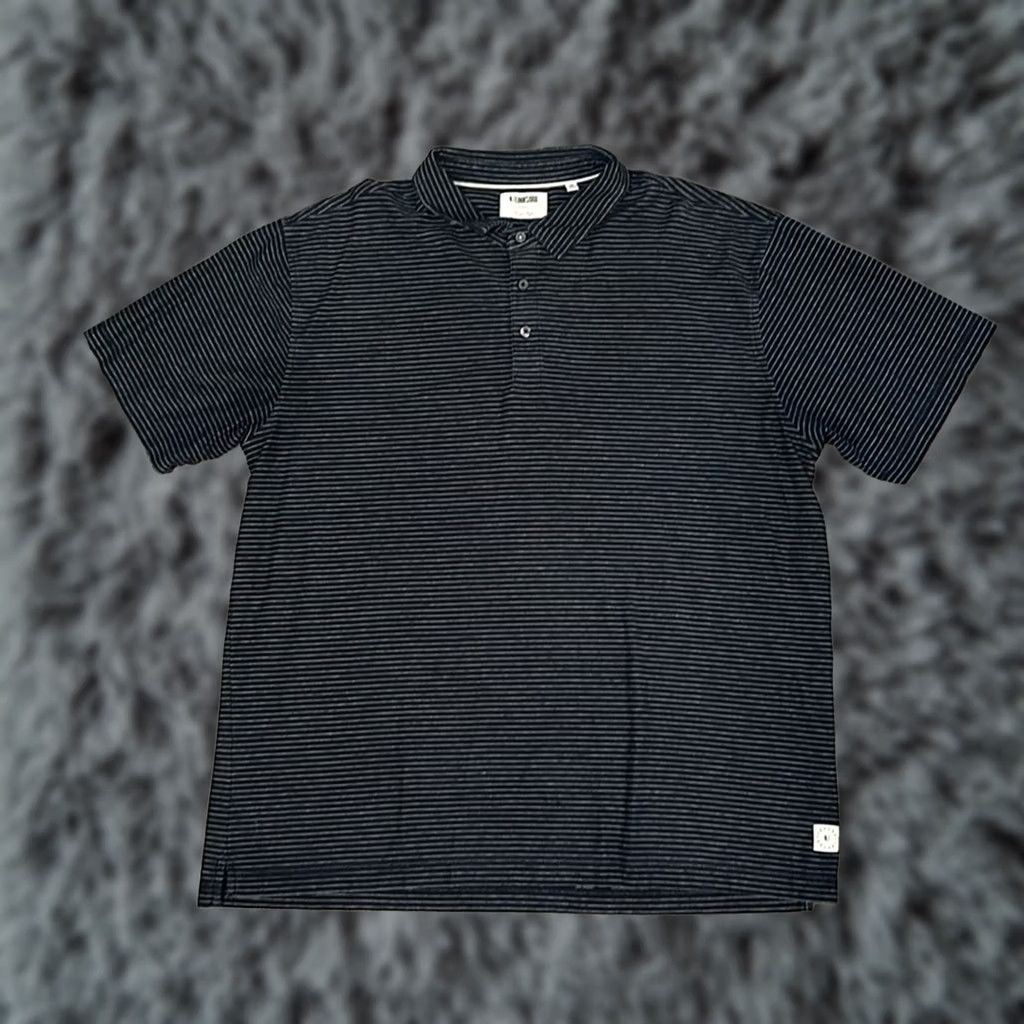 Vintage Linksoul Tempus Fugit Luxury Cotton Striped Golf Polo 2XL Mens Blue Night Navy White Pinstripes Polo Size US XXL / EU 58 / 5 - 1 Thumbnail