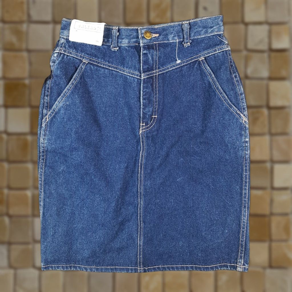 Vintage VINTAGE Unleaded 80s High Waist Denim Mini Skirt Women's Sz 7 Blue Biker Retro Size 28" / US 6 / IT 42 - 1 Thumbnail
