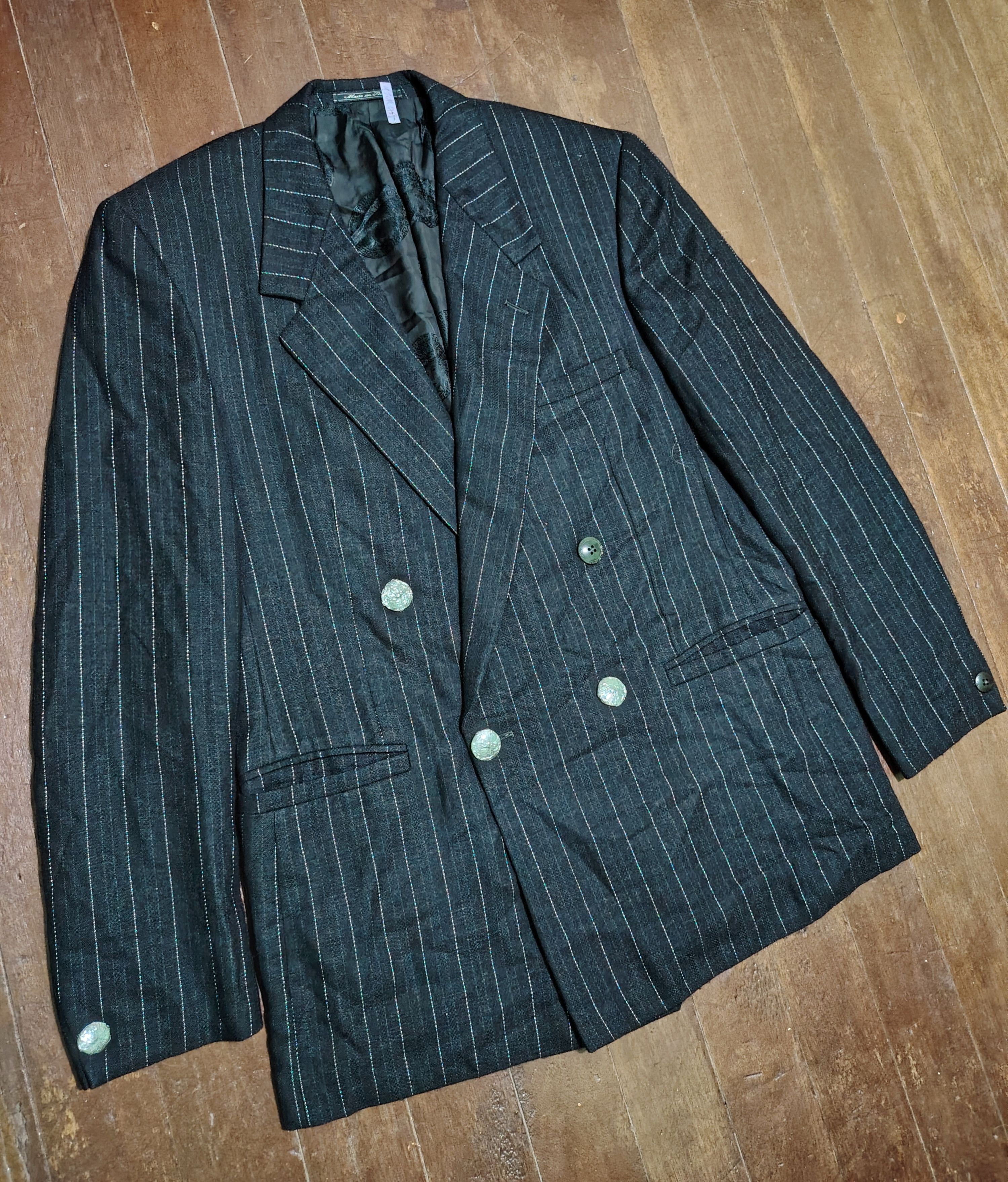 Versace GIANNIVERSACECOUTURE - 90's-WoolPinstripeDoubleBreasted Coat Size 52R - 3 Thumbnail