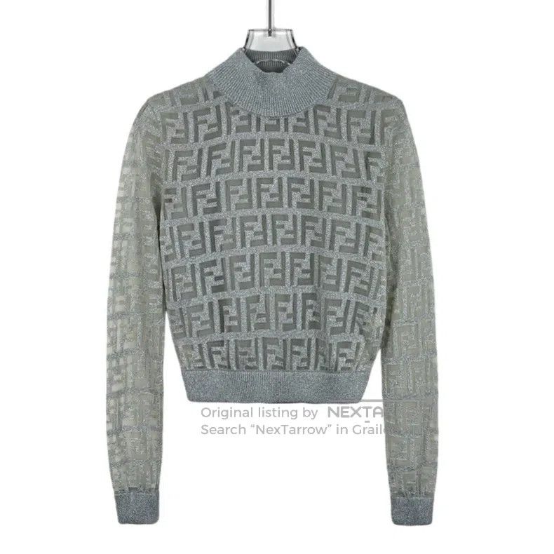 Fendi Fendi Gray Logo Letter Full-Print Round Neck Long Sleeve K Size XS / US 0-2 / IT 36-38 - 1 Thumbnail