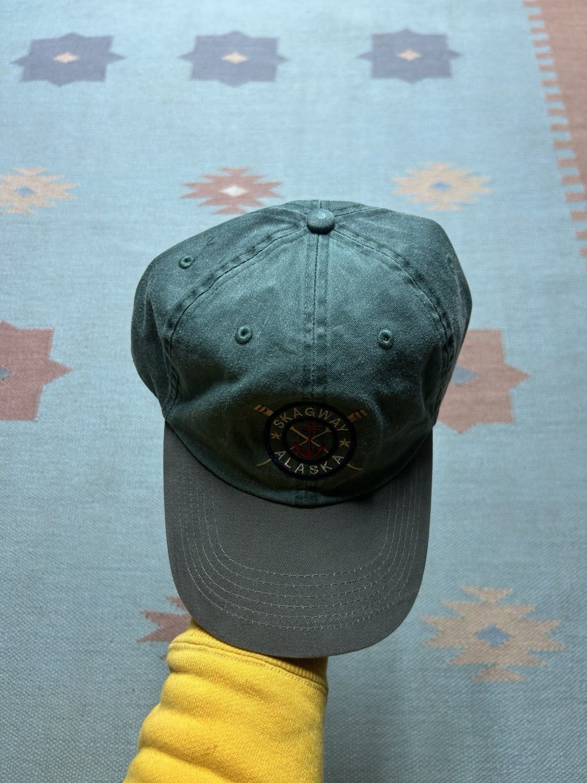 Vintage Vtg strapback hat Skagway Alaska embroidered green anchor Size ONE SIZE - 3 Thumbnail