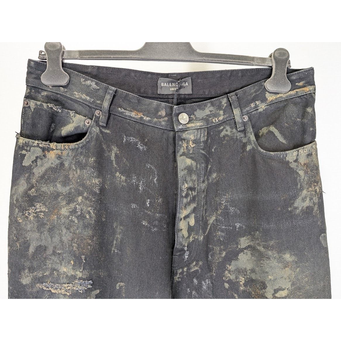 Balenciaga o1rshd1 Unisex Super Destroyed Baggy Pants 13 in Flat Black Size US 34 / EU 50 - 9 Thumbnail