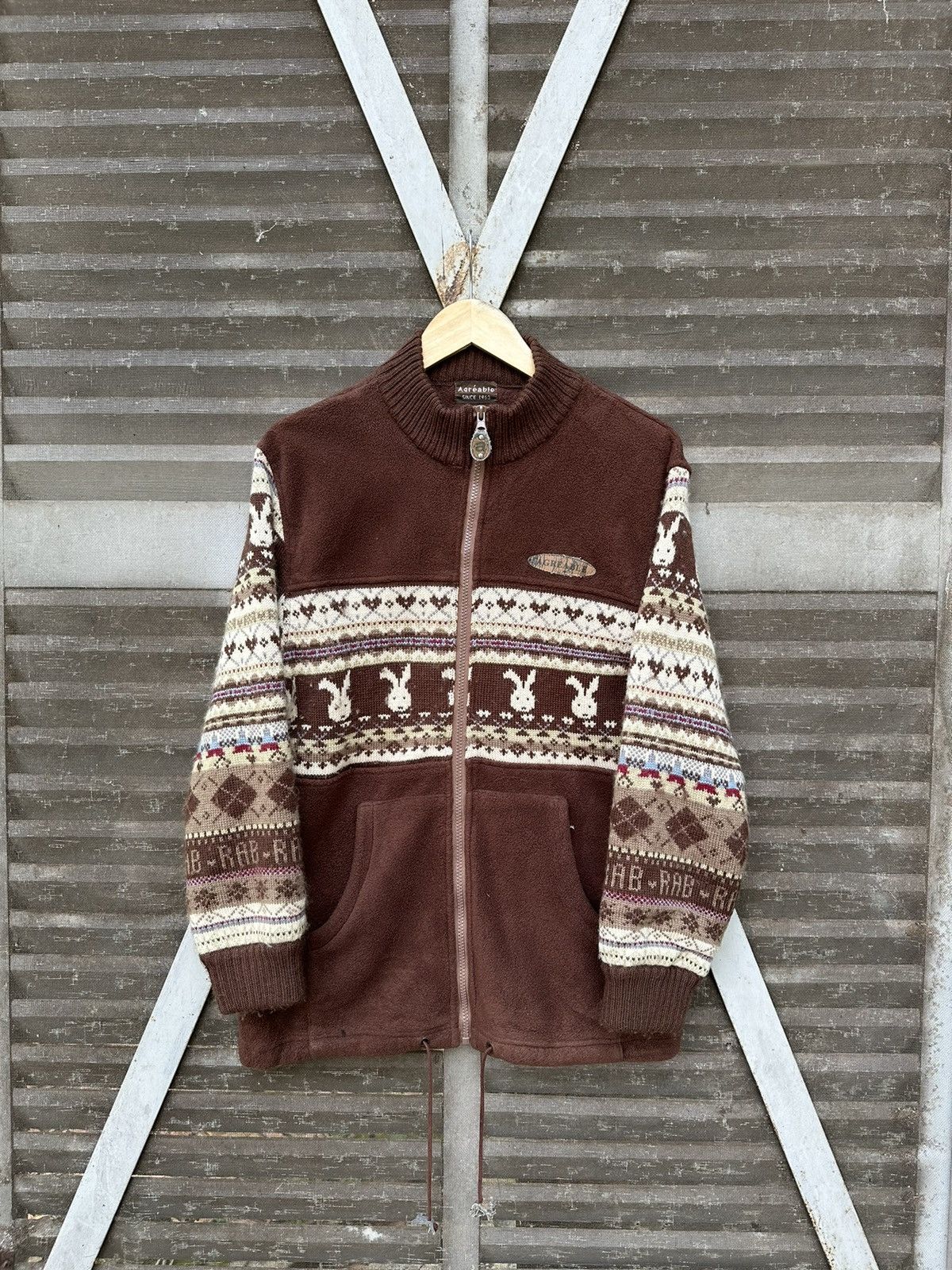 Japanese Brand Agreable Fleece Brown Jacket Size US L / EU 52-54 / 3 - 3 Thumbnail