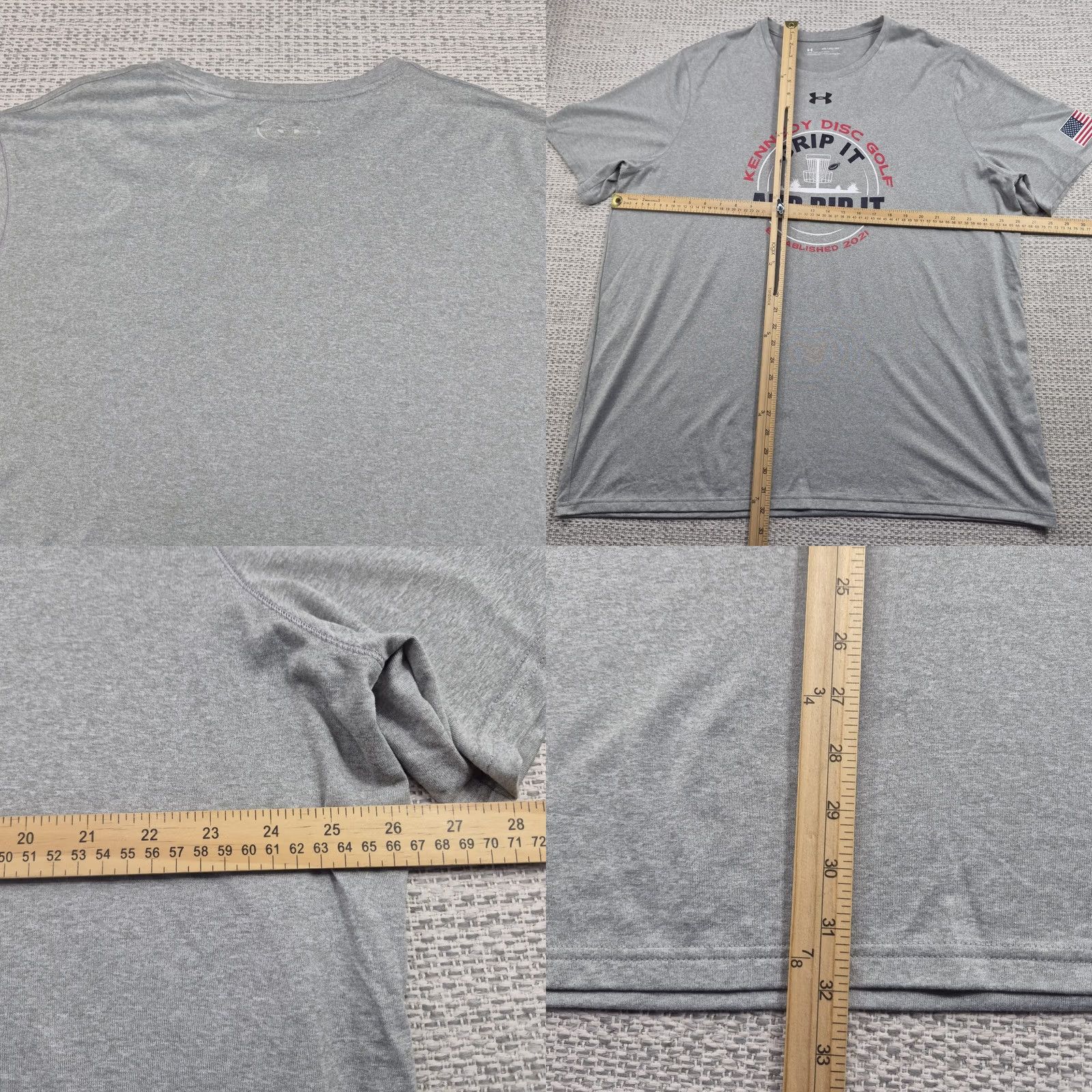 Under Armour Under Armour HeatGear Shirt Mens 2XL Gray Graphic Tee Disc Golf Flag Grip It And Rip It ESTABLISHED 2021 Sports Tee Shirt Mens 2XL Gray Size US XXL / EU 58 / 5 - 8 Thumbnail