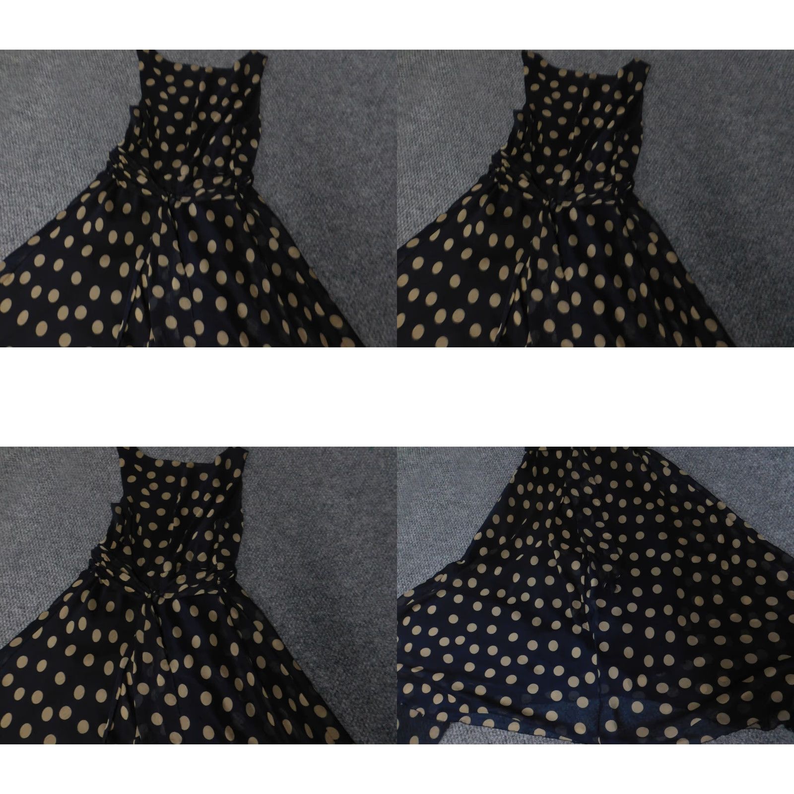 Vintage Jonathan Martin Womens Dress 8 Midi A-Line Ruffles Blue Dot Sleeveless Crew Neck Zip 90s Fall Size M / US 6-8 / IT 42-44 - 8 Thumbnail