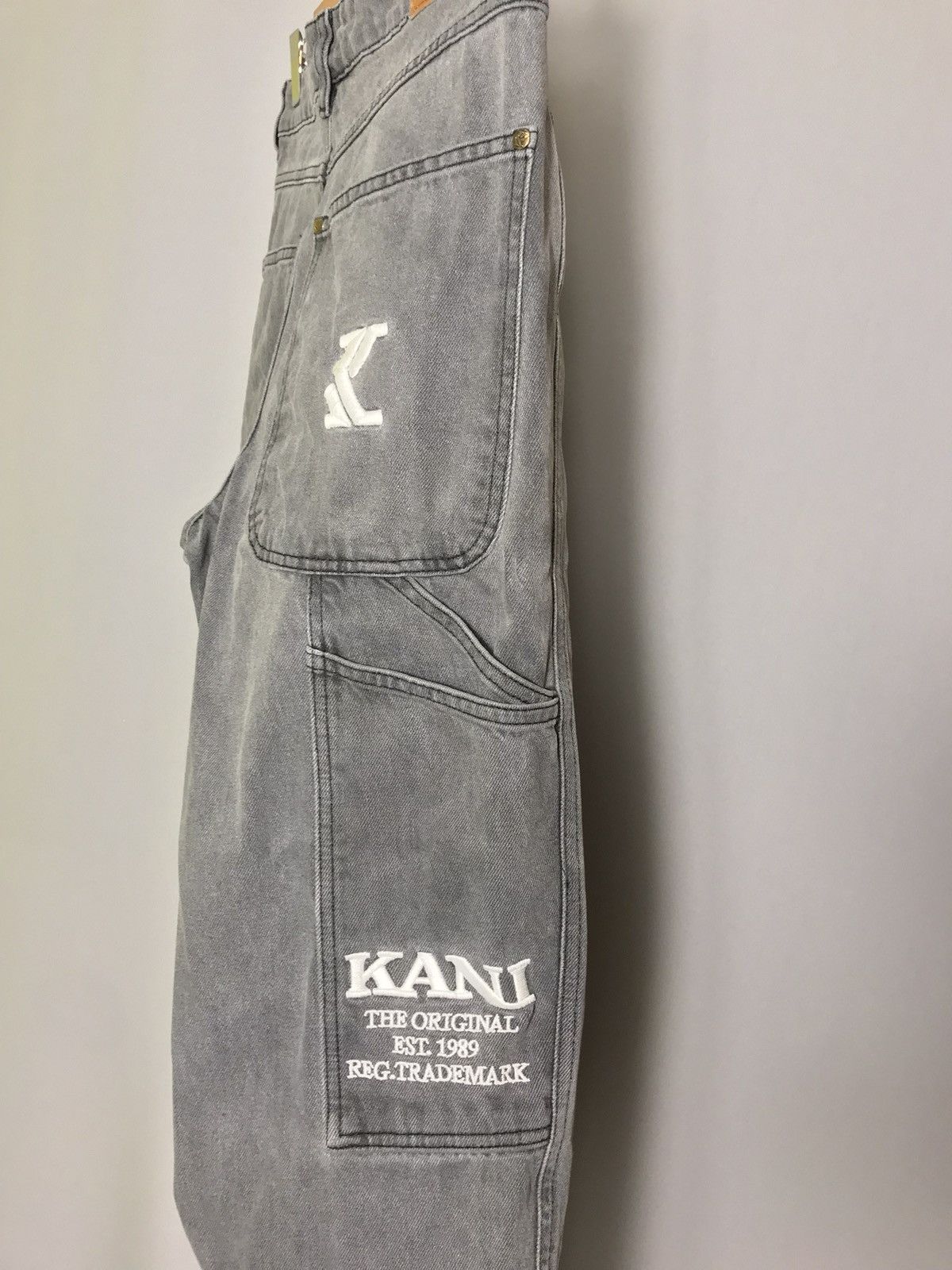 Karl Kani Karl Kani Mens Cargo Denim Y2K Baggy Fit Jeans Gray SMALL Size US 32 / EU 48 - 3 Thumbnail