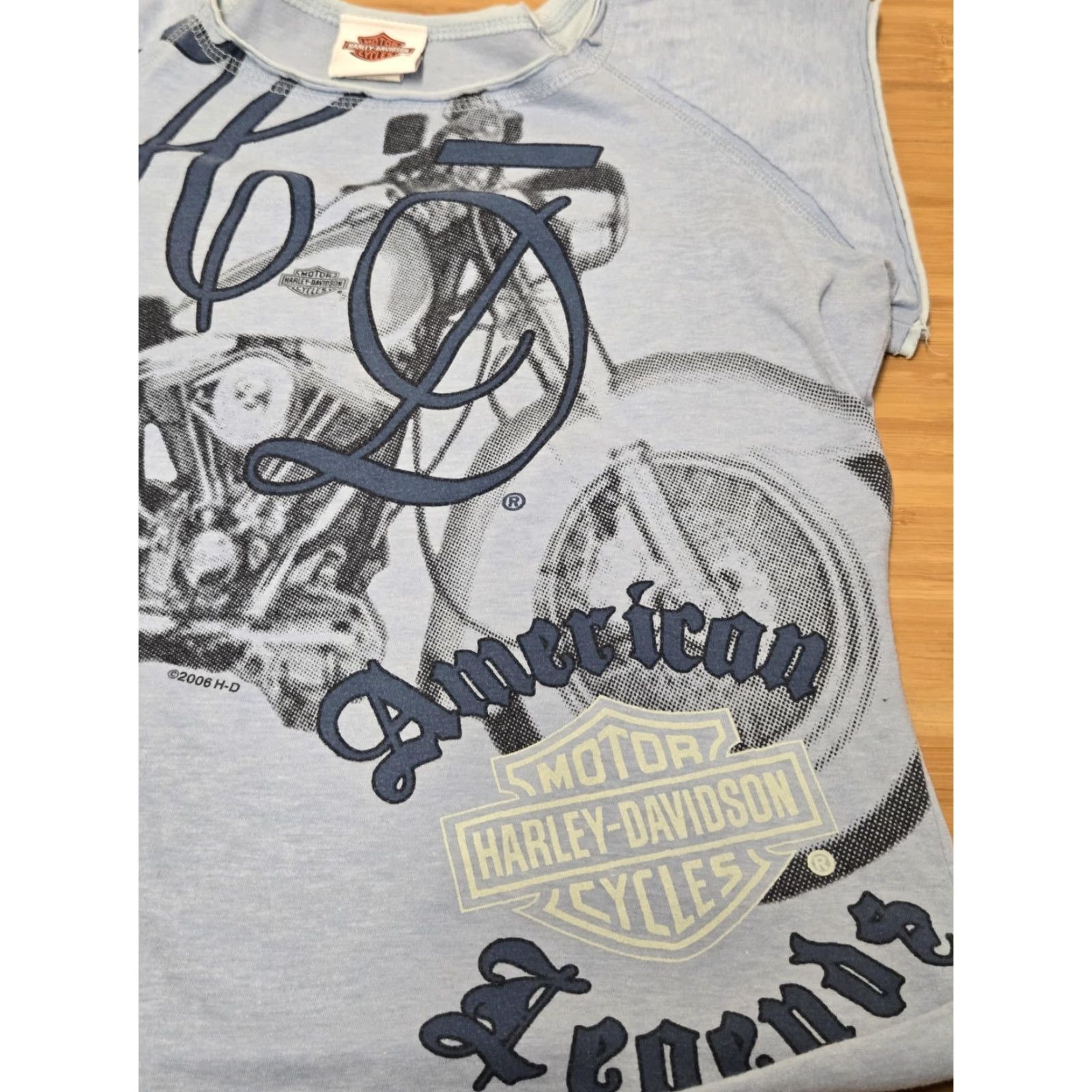 Harley Davidson VINTAGE Harley-Davidson Shirt Womens Large Blue American Legends Motorcycle 2006 USA Size L / US 10 / IT 46 - 2 Thumbnail