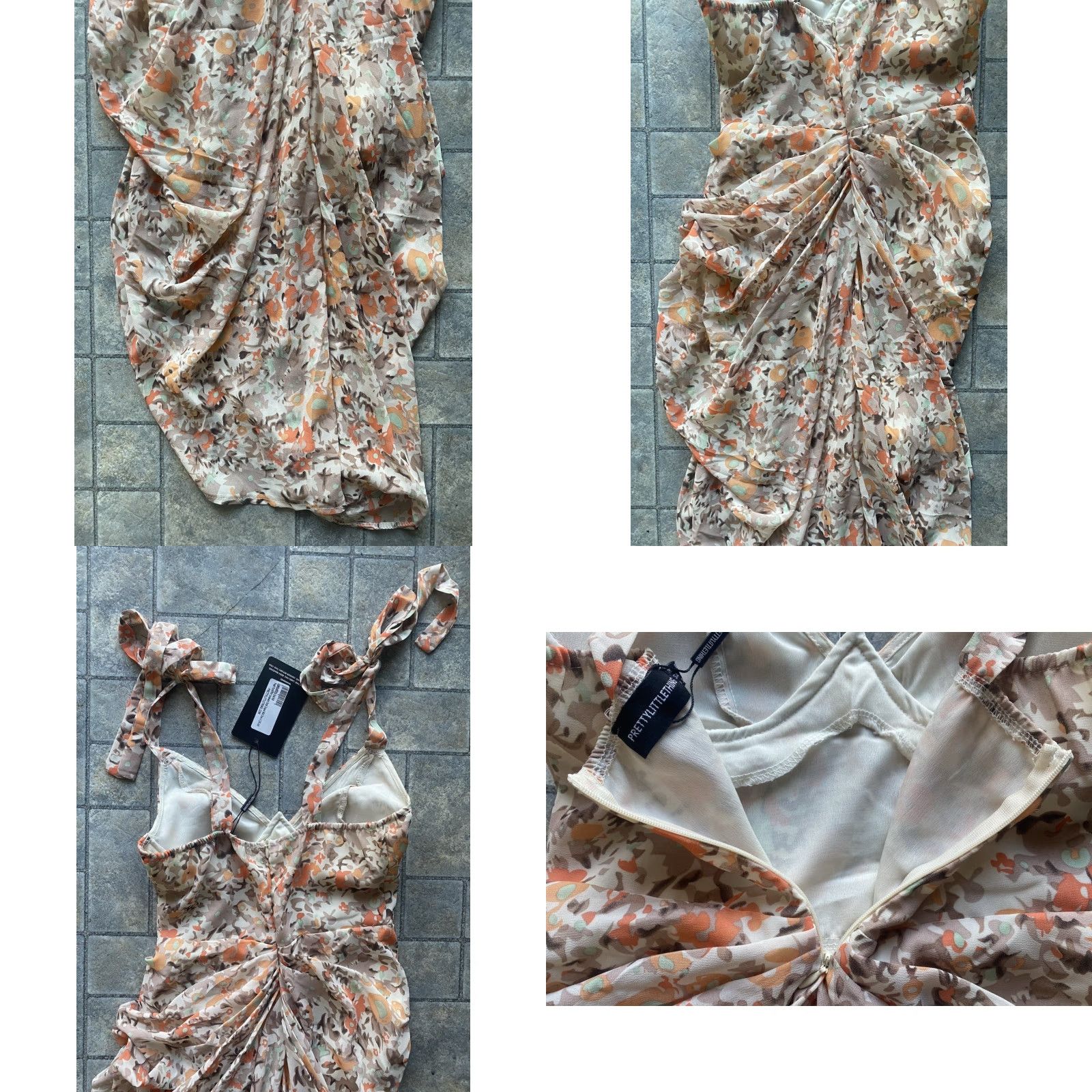 PrettyLittleThing Pretty Little Thing Dress Floral Sleeveless Underwire Midi Draped Peach Multicolor Size 2 Women Size 2 Size XS / US 0-2 / IT 36-38 - 8 Thumbnail