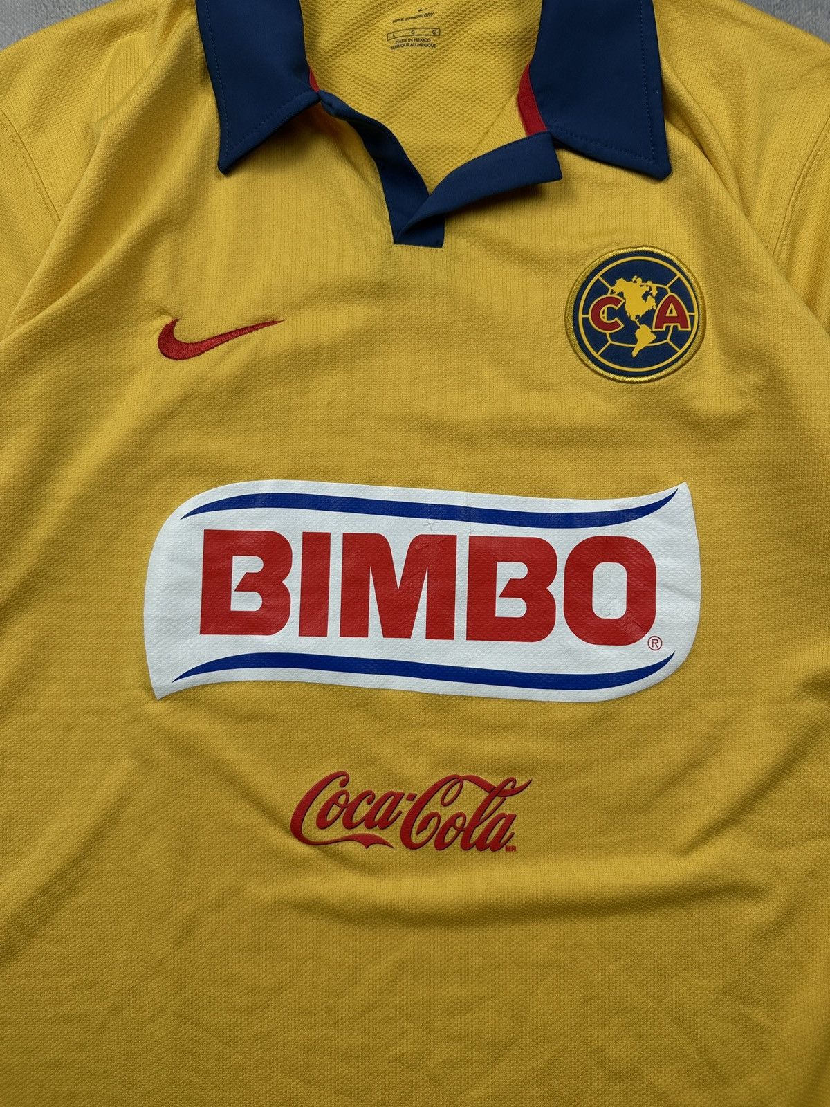 Nike Vintage 2006 Club America Nike Home Jersey Yellow Bimbo Size US L / EU 52-54 / 3 - 3 Thumbnail