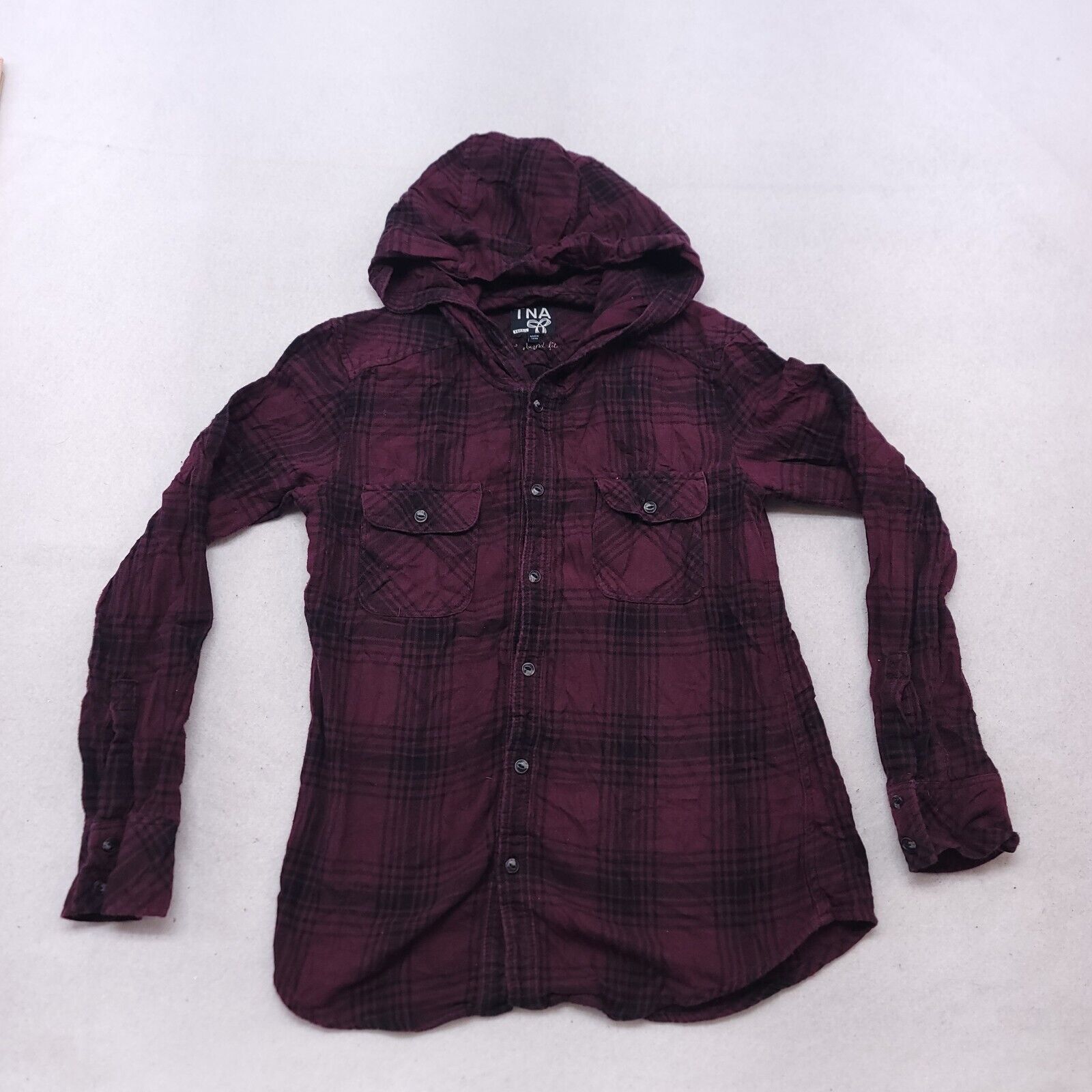 TNA TNA Button Up Hoodie Womens Size Extra Small XS Maroon Black Size XS / US 0-2 / IT 36-38 - 2 Thumbnail