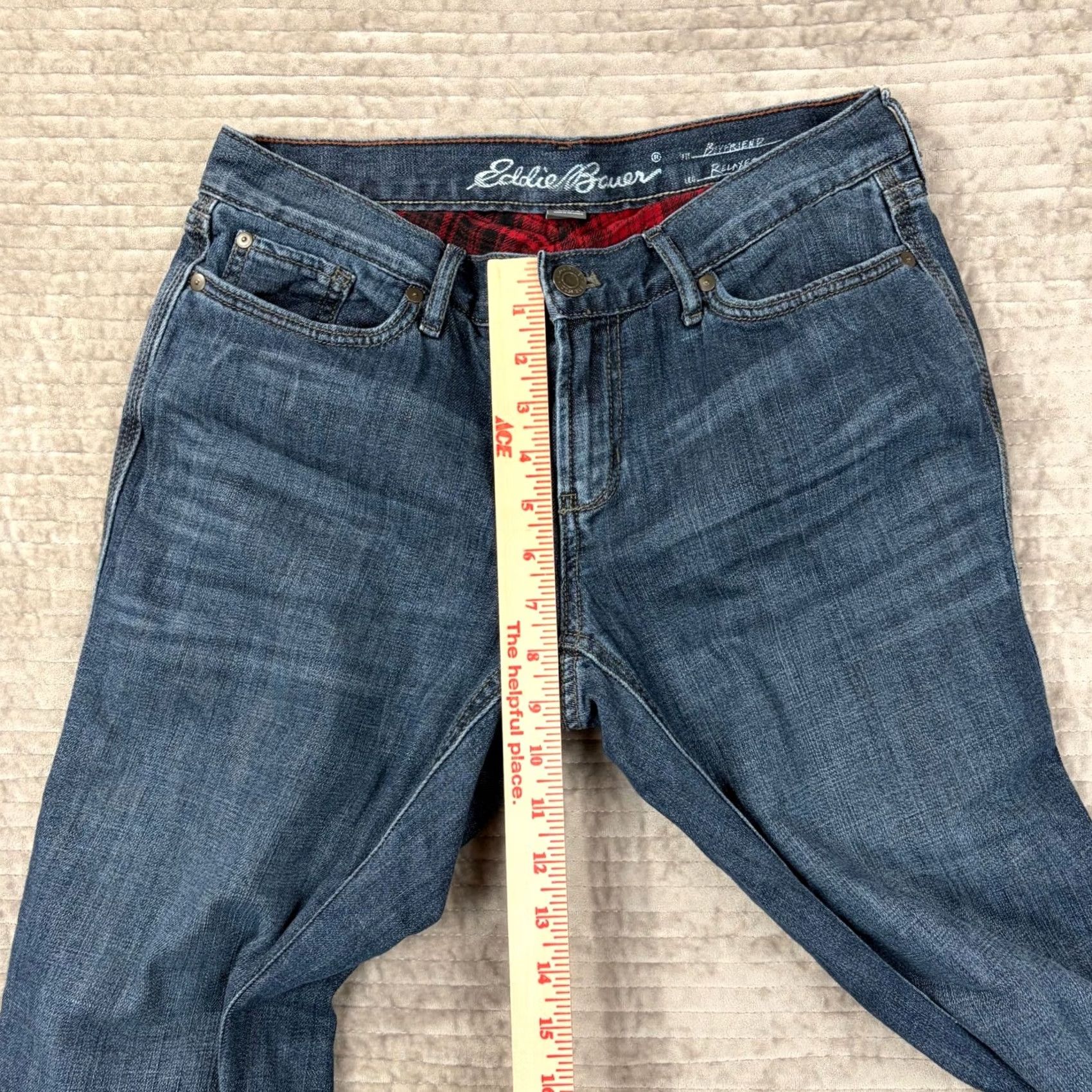 Eddie Bauer Eddie Bauer Jeans Denim Plaid Lined Boyfriend Relaxed Womens 4P Blue Winter Fall 27in Inseam Mens? Size 27" / US 4 / IT 40 - 5 Thumbnail