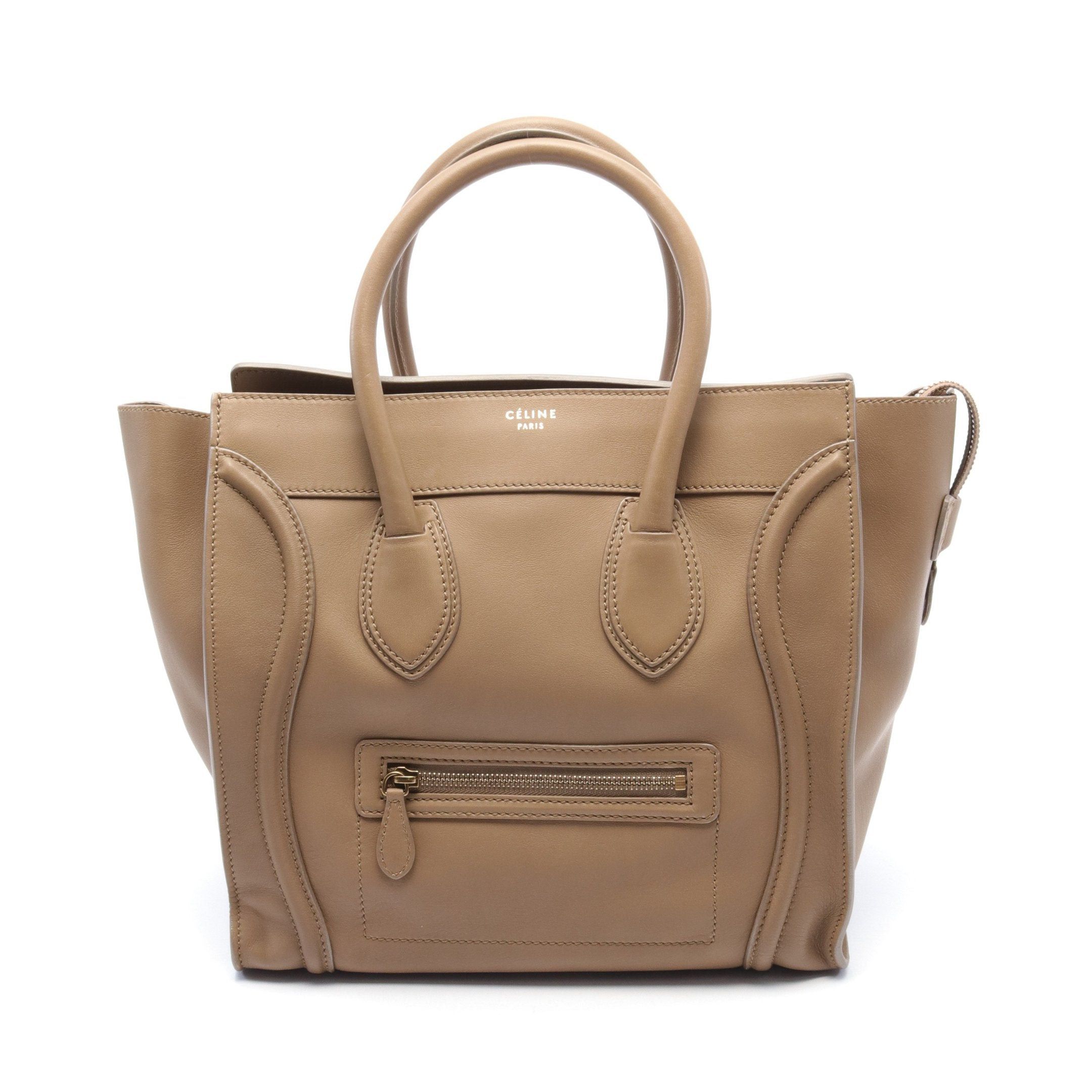 image of Celine Luggage Mini Shopper Handbag Leather Beige, Women's