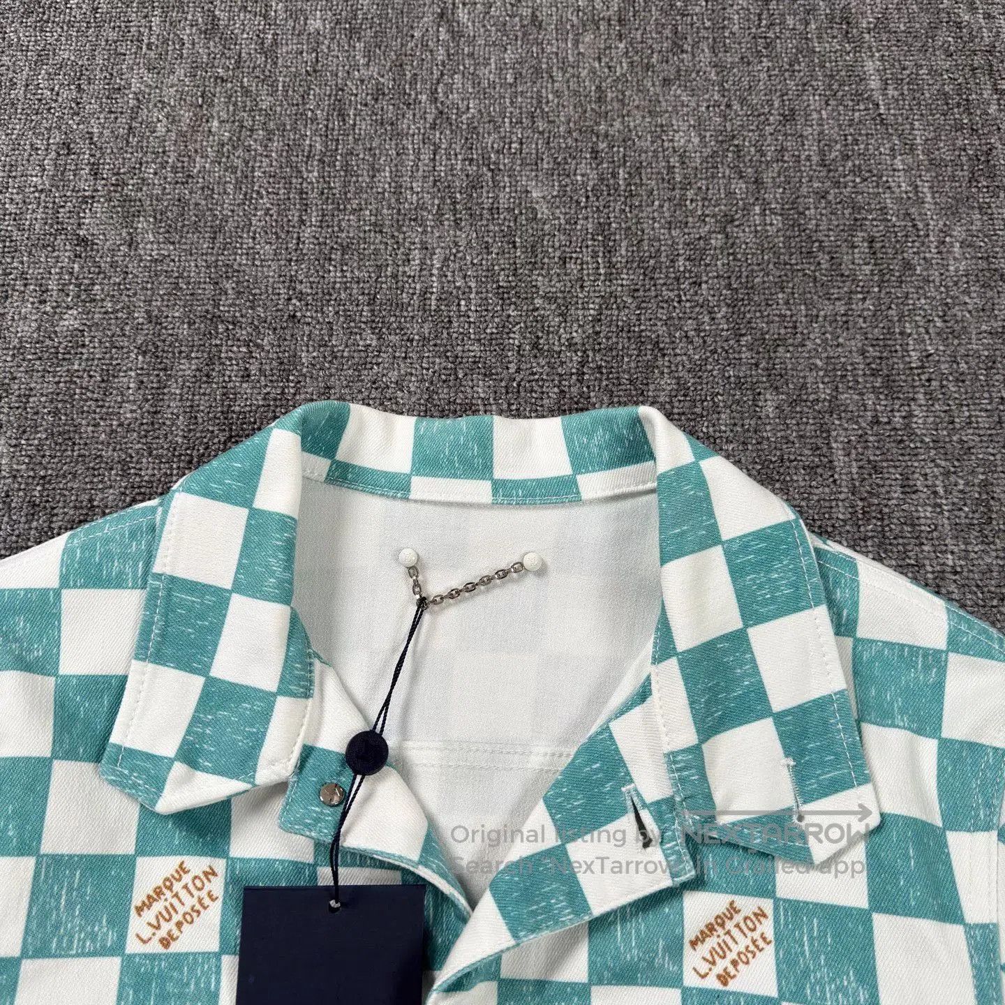 Louis Vuitton LV White Green Check Denim Jacket. Size L / US 10 / IT 46 - 3 Thumbnail