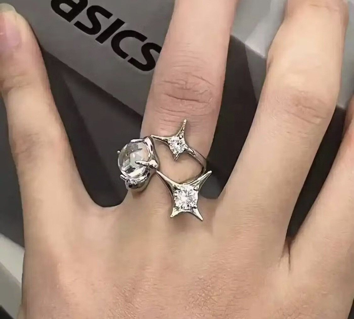 Jewelry Zircon Star Irregular Moonstone Ring Size ONE SIZE - 2 Thumbnail