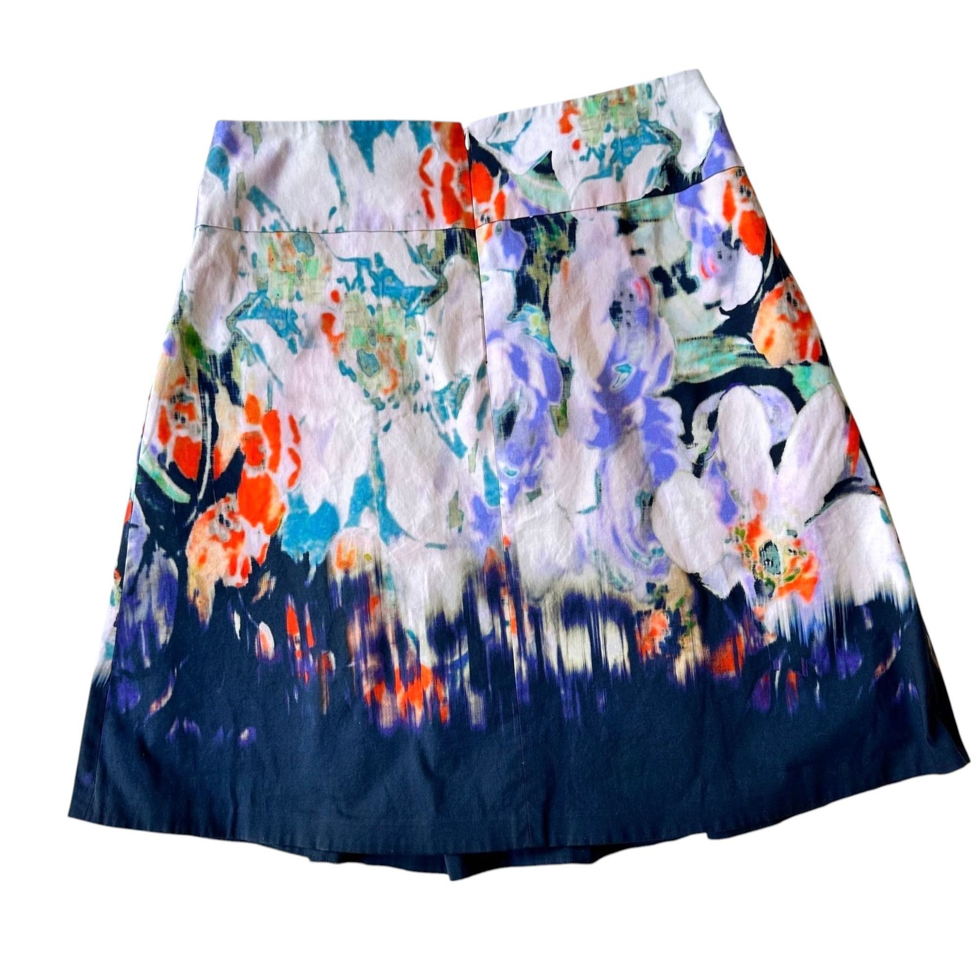 Elie Tahari × Nordstrom Elie Tahari Nordstrom Watercolor Skirt Size 12 A Line Zip Size 32" / US 10 / IT 46 - 3 Thumbnail
