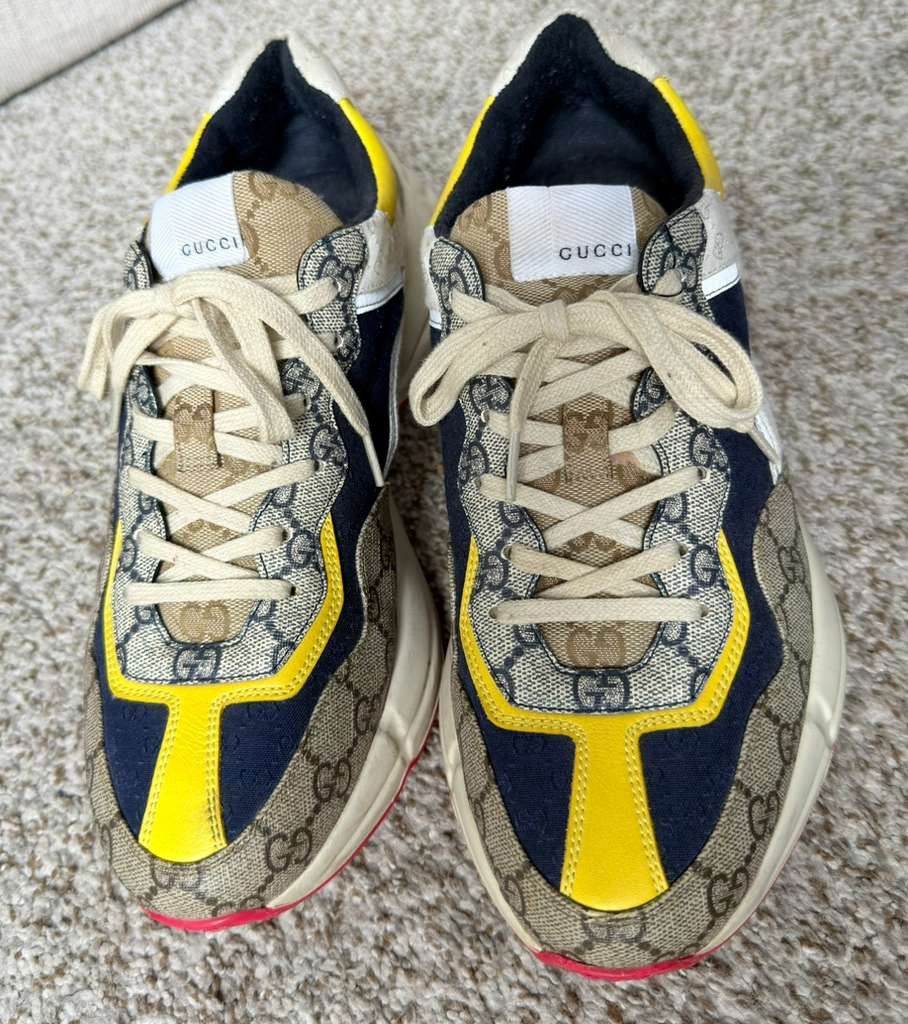 Gucci Gucci GG Rhyton Sneakers - Beige, Navy, & Yellow - Size 9+ Size US 9 / EU 42 - 1 Thumbnail