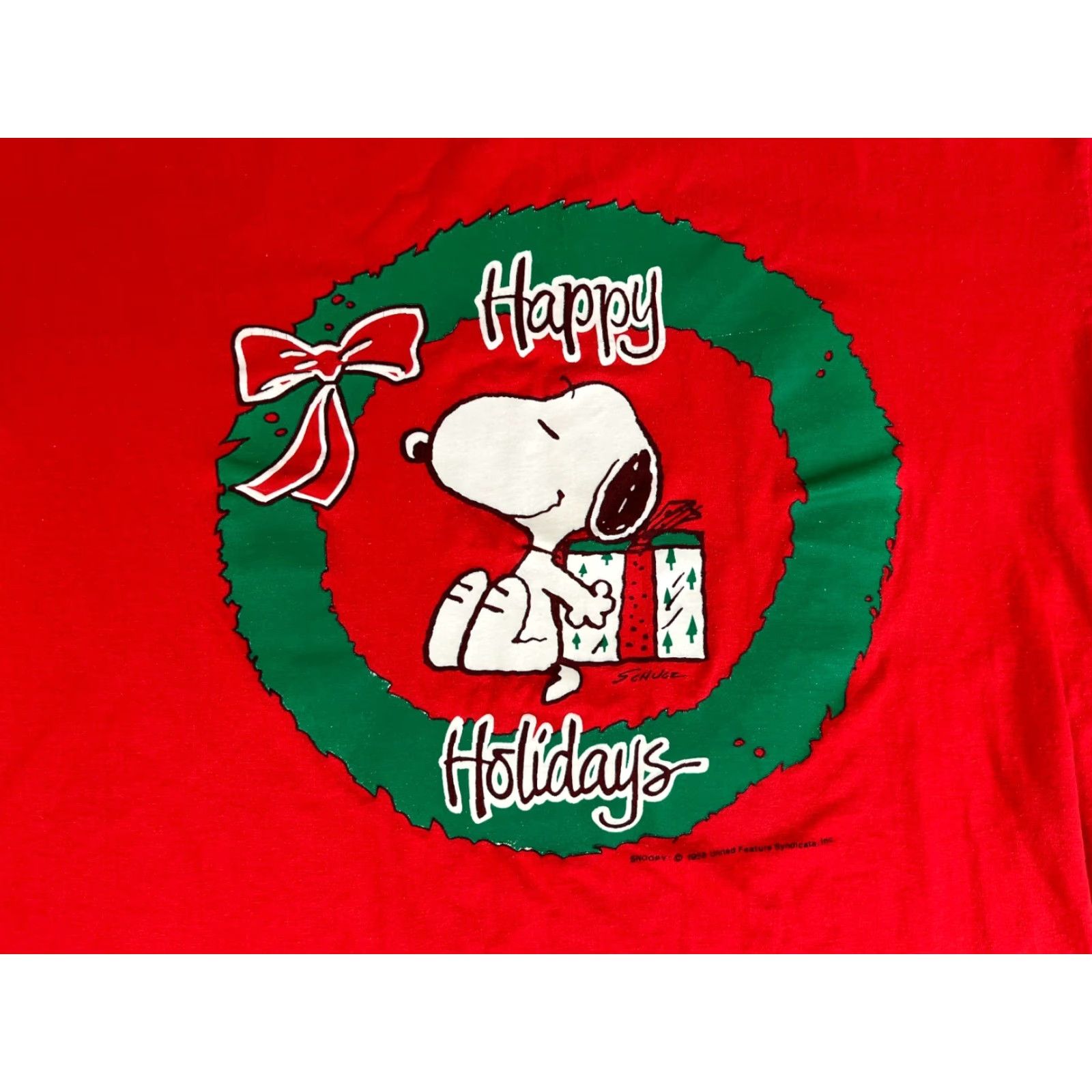 Vintage VINTAGE Women’s Snoopy L/XL Sleepshirt Shirt Adults Christmas Red 50% Cotton 50% Polyester Made in USA All American Snoopy Womens Size ONE SIZE - 3 Thumbnail