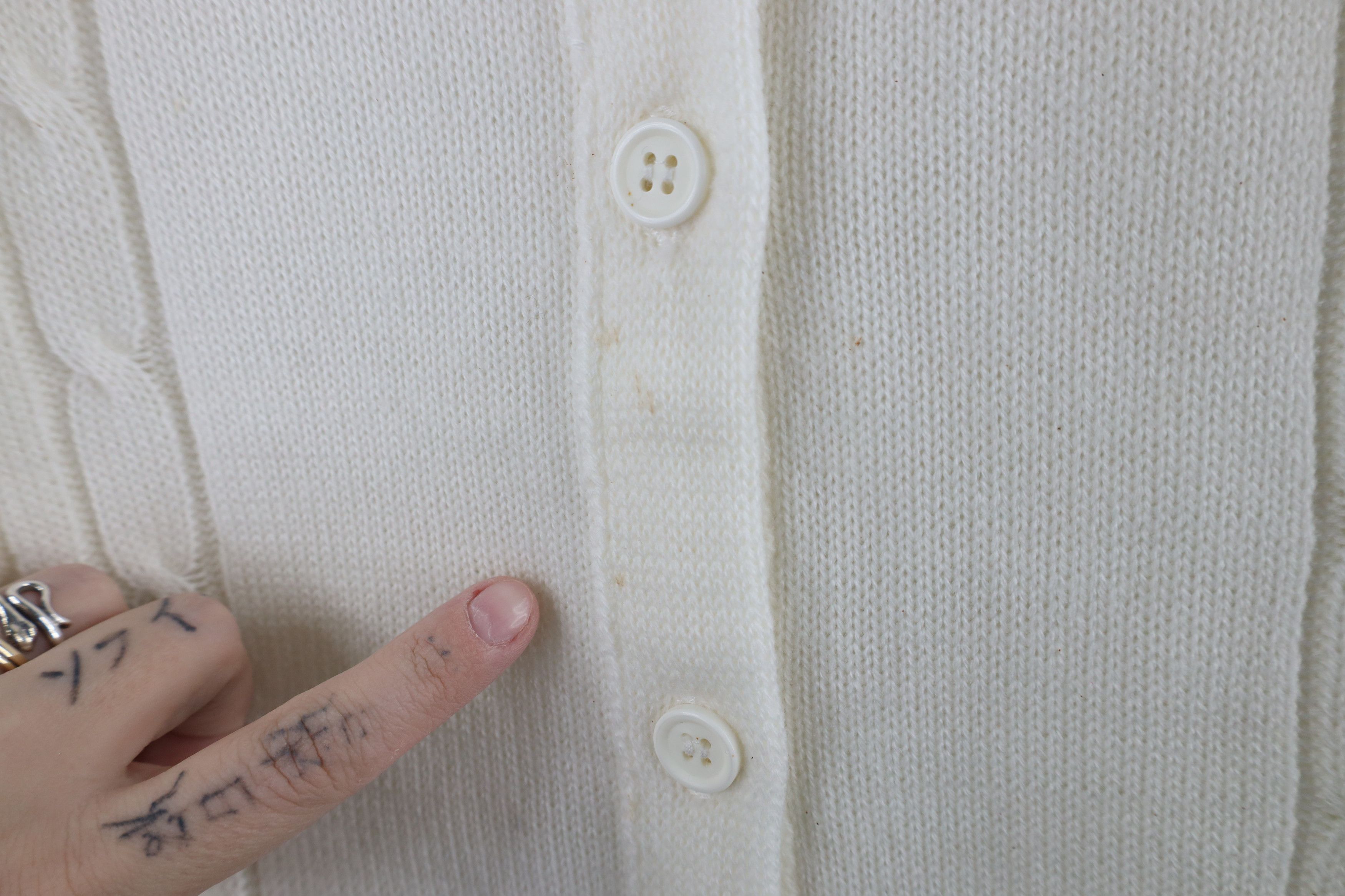 Vintage Vintage 90s Streetwear Cable Knit Cardigan Sweater White Size XL / US 12-14 / IT 48-50 - 5 Thumbnail