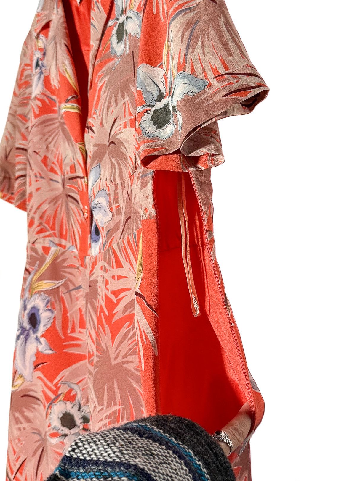Valentino Valentino Orange Hawaiian Floral Short Sleeves Dress Size S / US 4 / IT 40 - 4 Thumbnail