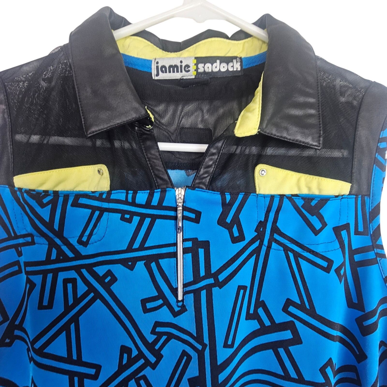 Jamiesons Of Shetland Jamie Sadock Womens Sleeveless Golf Polo Shirt L Geometric Size L / US 10 / IT 46 - 2 Thumbnail
