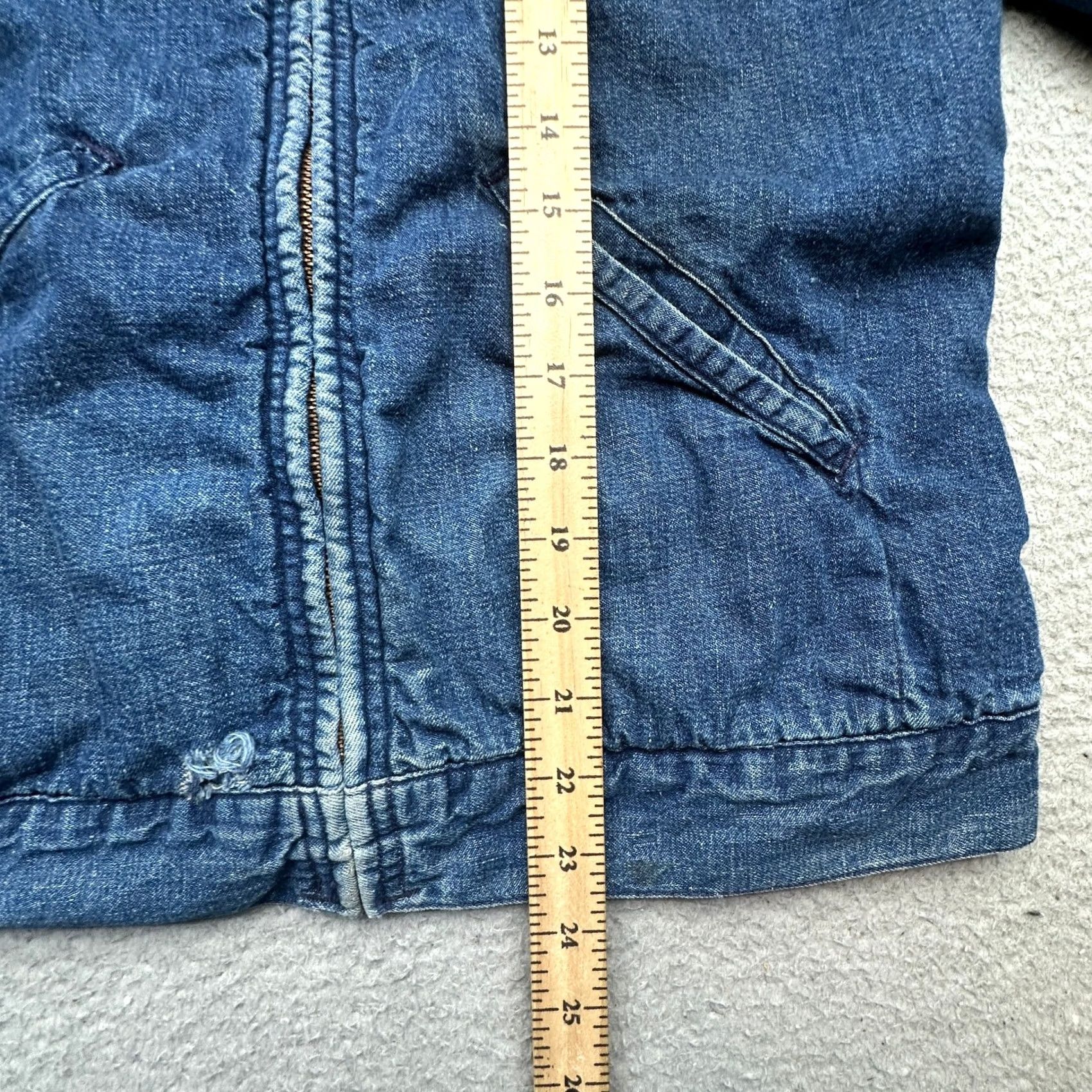 Denime VINTAGE Montgomery Denim Jacket Small Mens Regular 50s 60s Blanket Lined Zipper Full Zip Workwear Casual Cotton Blue Denim Jacket Size US S / EU 44-46 / 1 - 5 Thumbnail