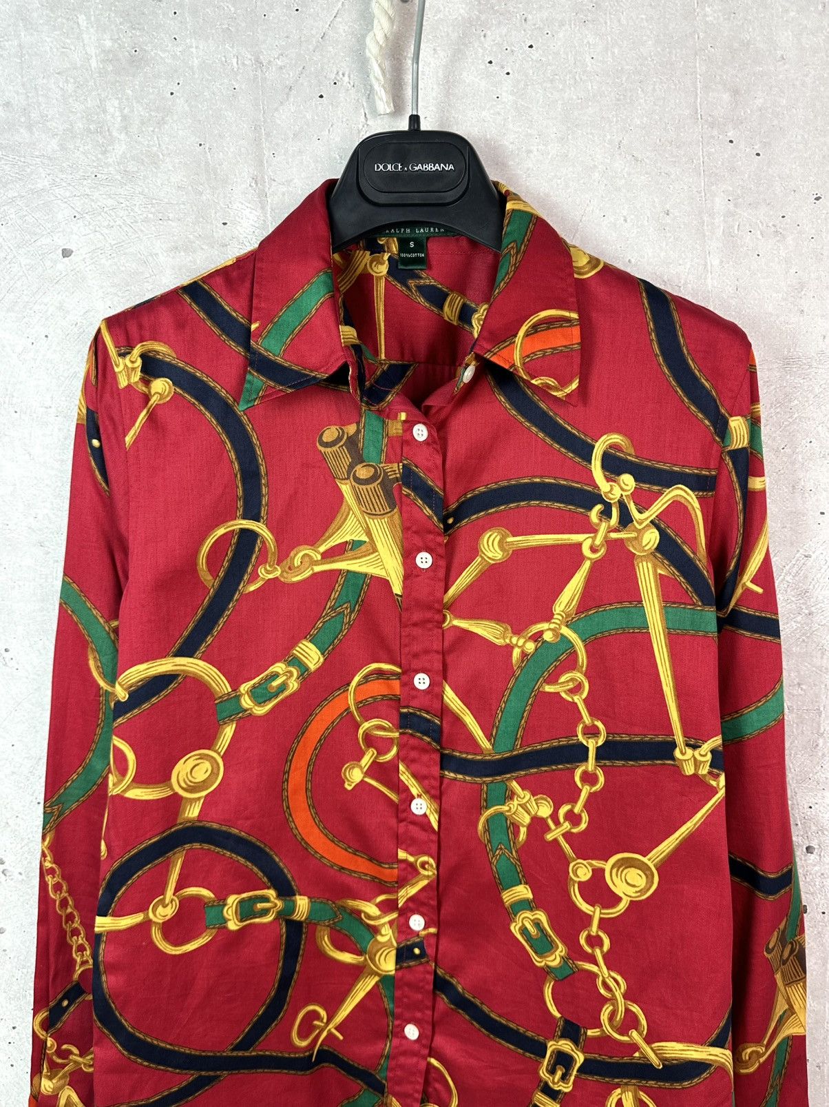 Polo Ralph Lauren Vintage Polo Ralph Lauren Chain-Print Red Long Sleeve Shirt Size S / US 4 / IT 40 - 2 Thumbnail