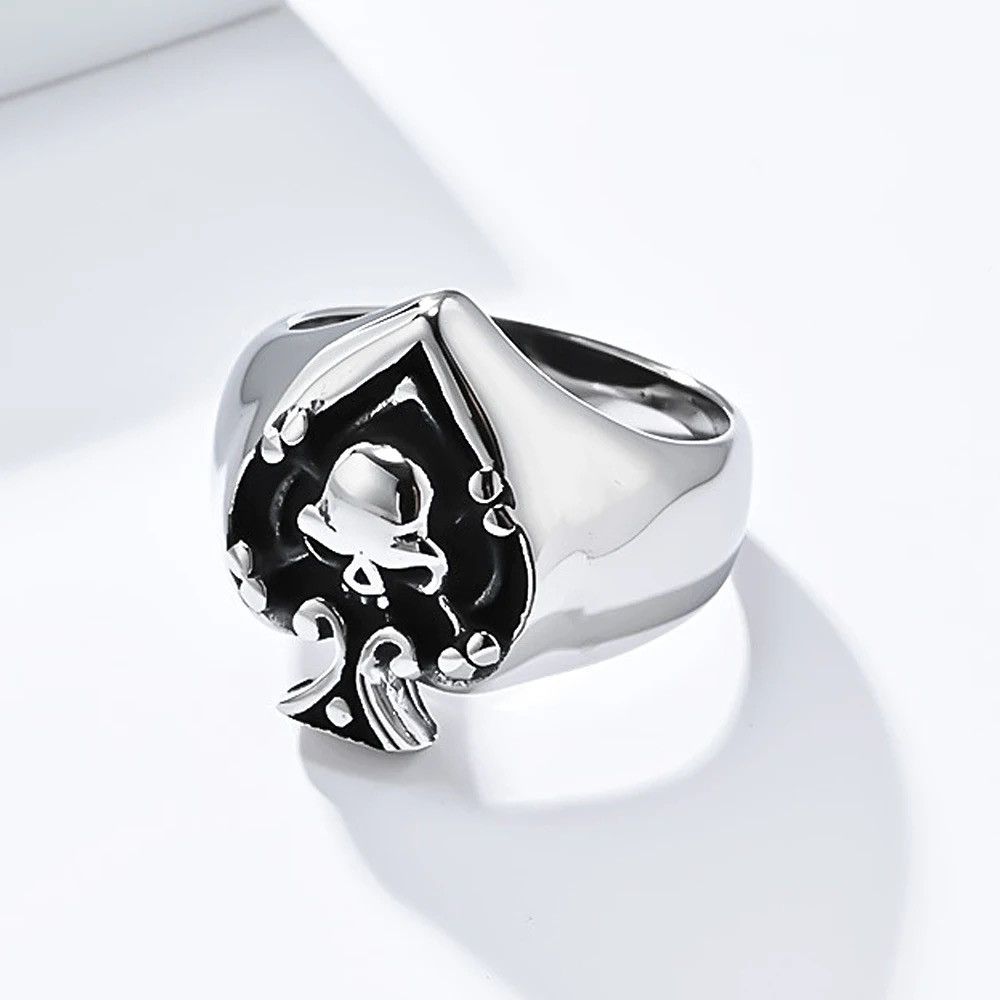 Jewelry Gothic Spades Poker Card Skull Ring Size ONE SIZE - 2 Thumbnail