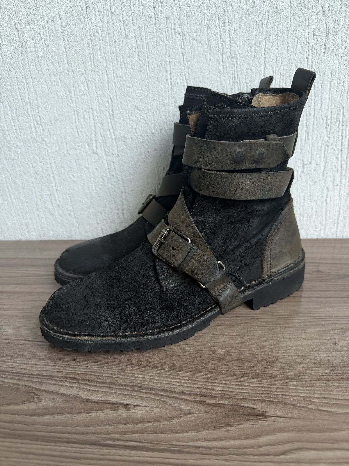 Diesel Y2K 🕷️Blistered leather wrap buckle boots Size US 10 / EU 43 - 1 Thumbnail