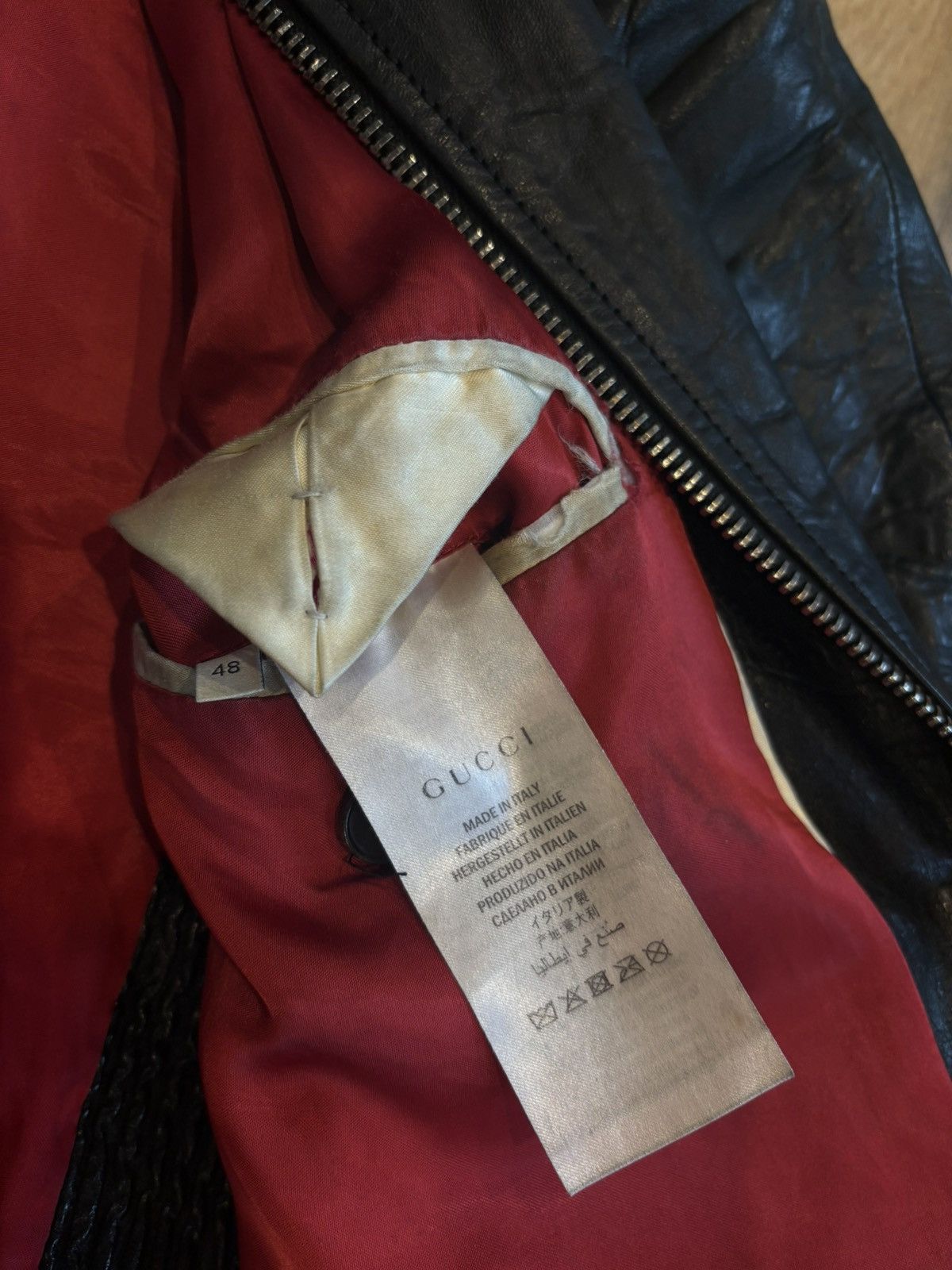 Gucci Gucci Mens Leather Moto Jacket Size 48 Size US M / EU 48-50 / 2 - 5 Thumbnail