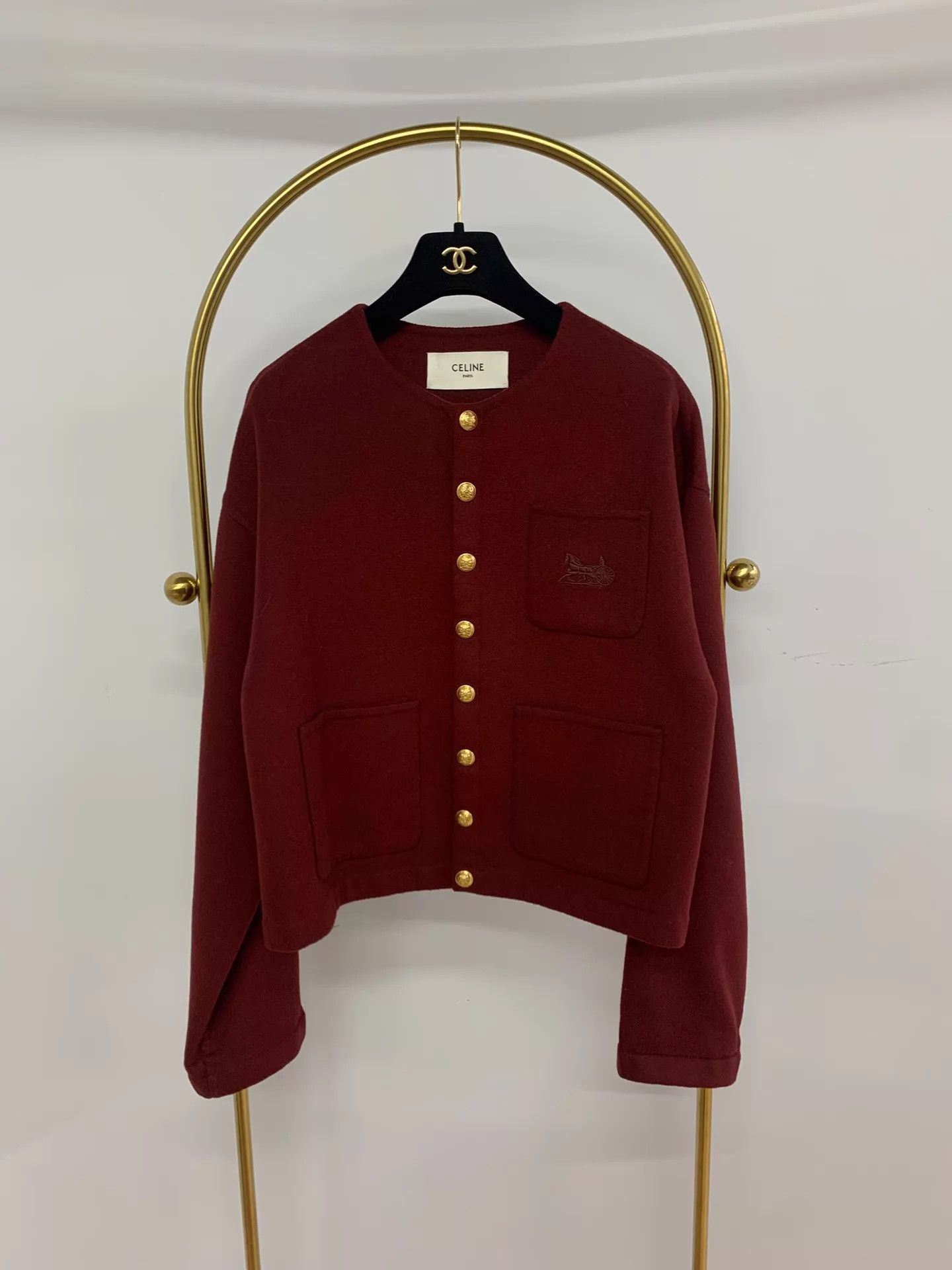 Celine Celine Red Gold Buttons Wool Jacket 34 New Size XXS / US 00 / IT 34 - 1 Thumbnail