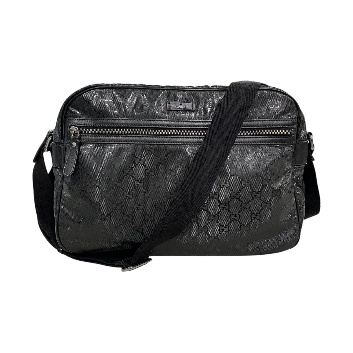 Gucci Monogram Imprime Messenger Bag in Black, Men's