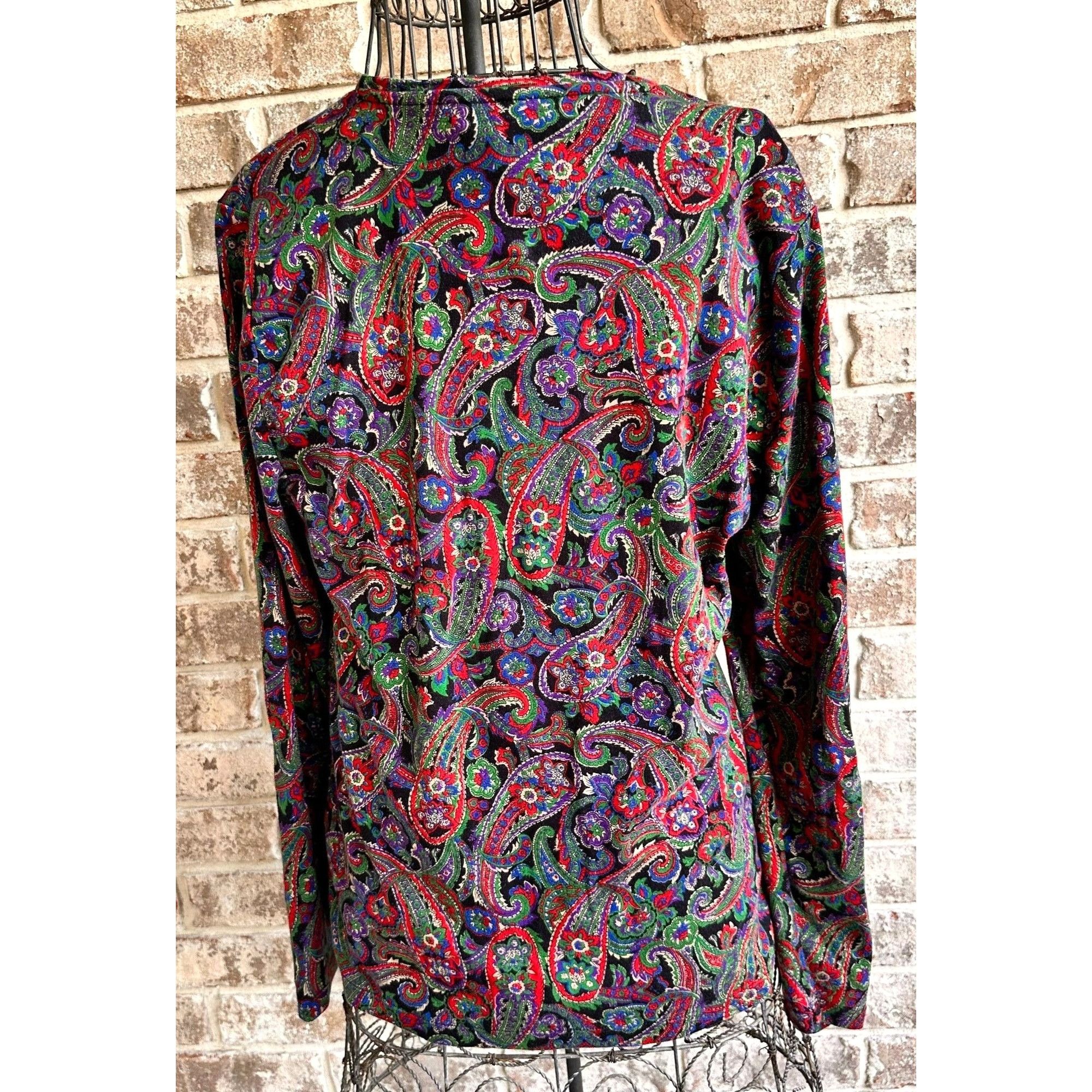 Lauren Ralph Lauren × Vintage VTG Lauren Ralph Lauren Long Sleeve Top XL Pullover Paisley Size XL / US 12-14 / IT 48-50 - 5 Thumbnail