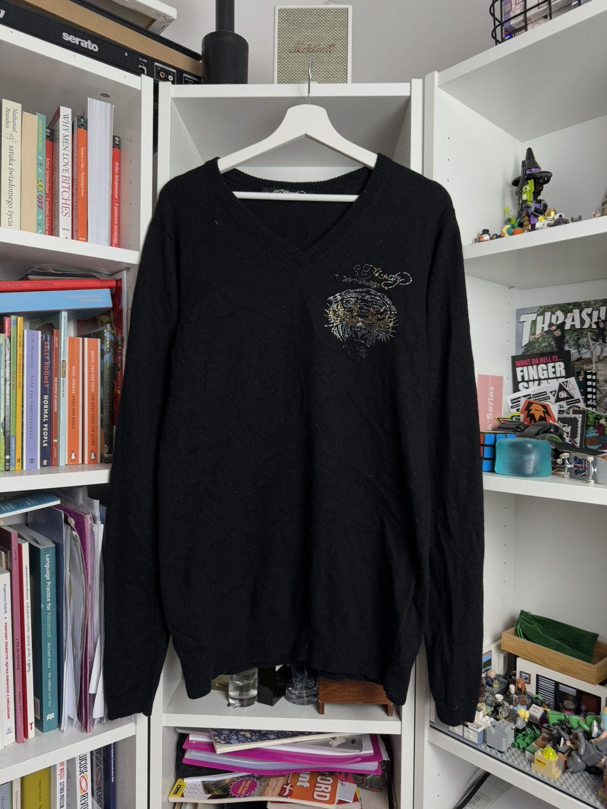 Christian Audigier × Ed Hardy × Vintage Vintage y2k Ed Hard big logo wool sweater L drain opium 00s Size US L / EU 52-54 / 3 - 2 Thumbnail