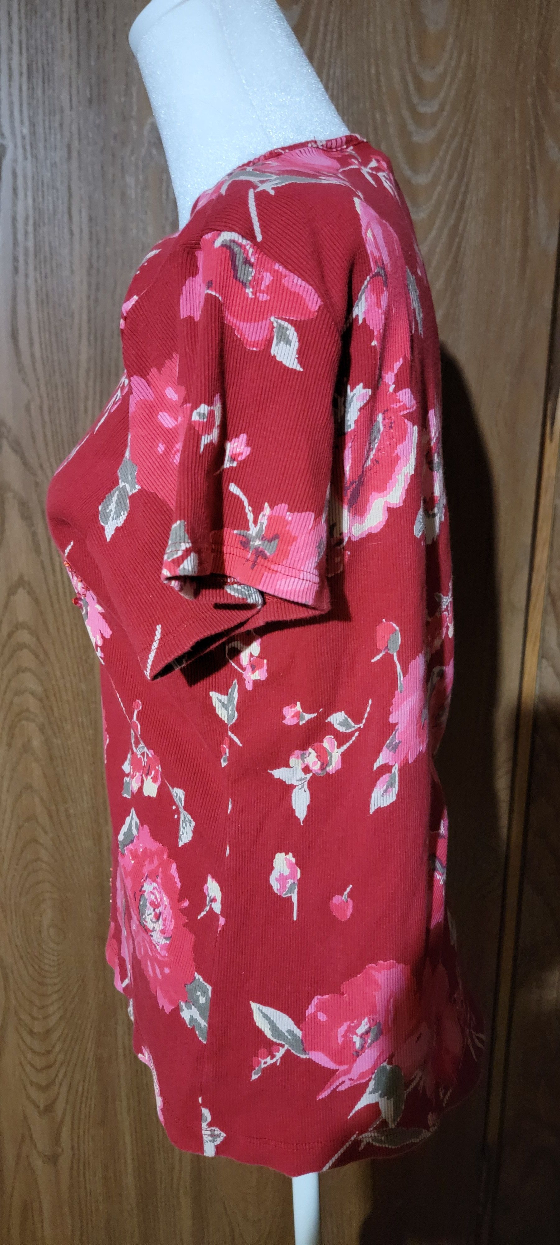 Other Imported Women’s Casual Red Flowered Blouse Size M / US 6-8 / IT 42-44 - 3 Thumbnail