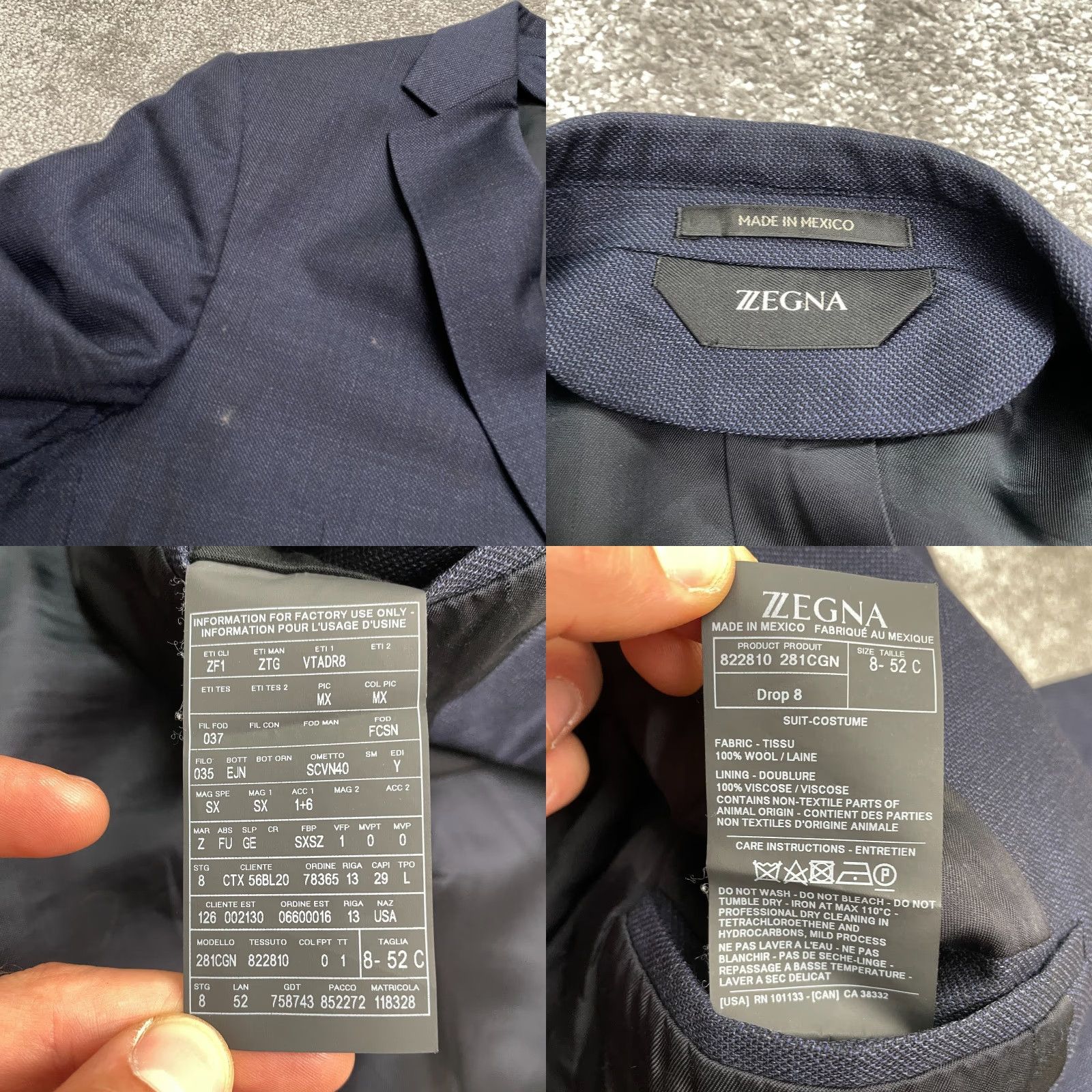 Ermenegildo Zegna Zegna Blazer Mens 8-52C Navy Blue Italy Style Sport Coat Formal Size 42R - 8 Thumbnail