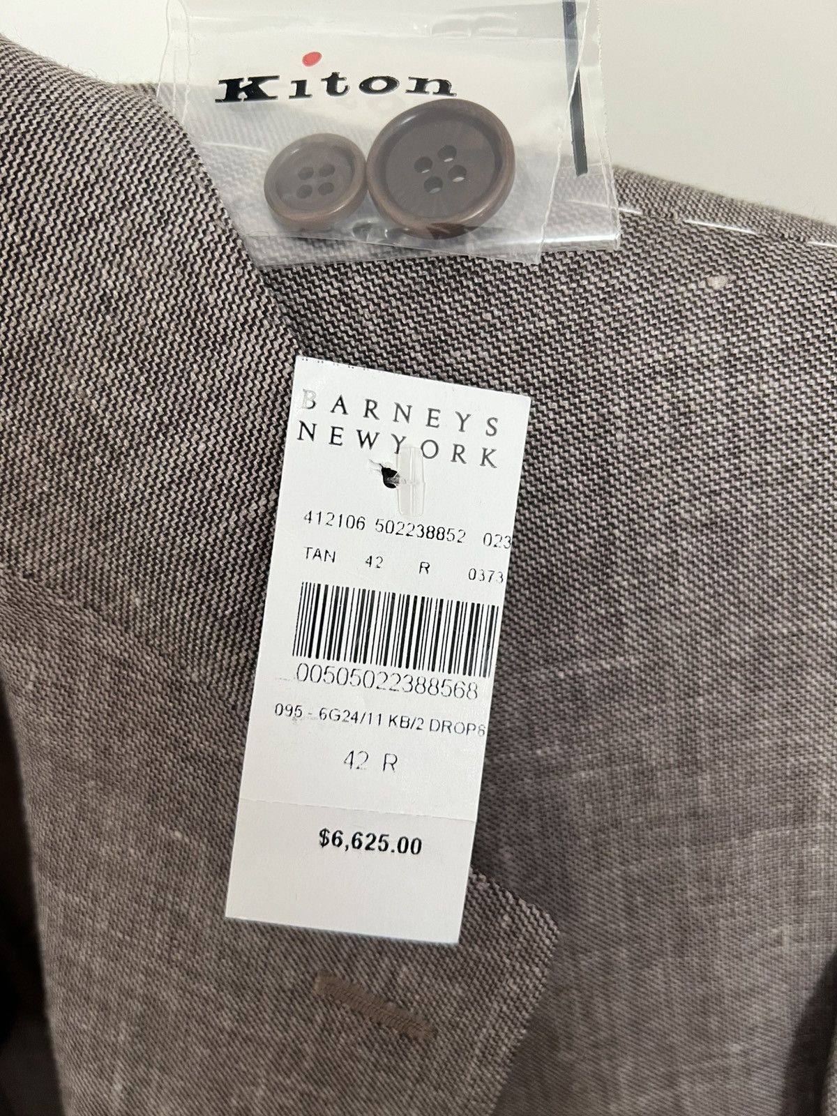 Barneys New York × Kiton Kiton Men’s Size 42R / 52R Tan Cashmere, Linen, Silk Blazer Size 42R - 6 Thumbnail