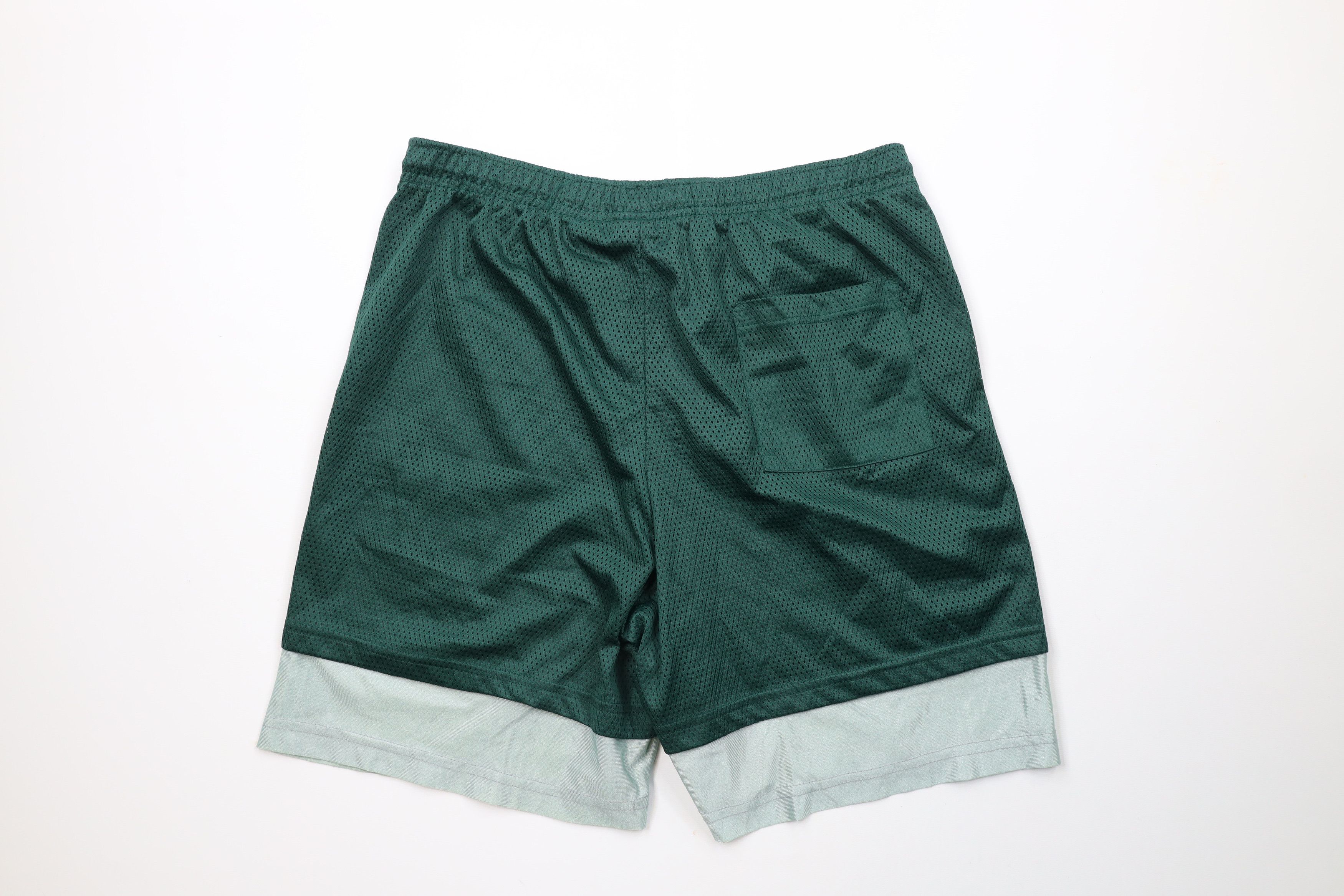 Vintage Vintage 90s Streetwear Layered Mesh Shorts Green Polyester Size US 32 / EU 48 - 5 Thumbnail