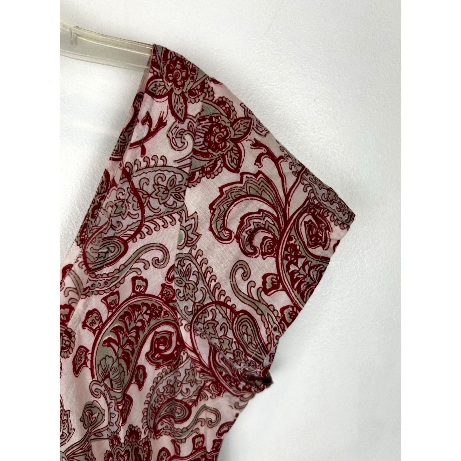Soft Surroundings Soft Surroundings Dress Womens S Midi Paisley Boho Red Short Sleeve Cap Neck Scoop Ruffle Vintage? No, Regular Fit & Flare Size S / US 4 / IT 40 - 4 Thumbnail