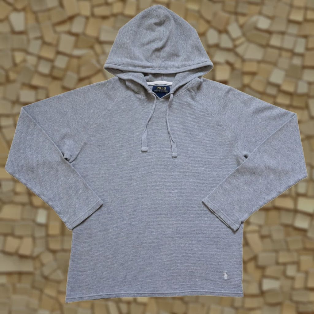 Ralph Lauren VINTAGE Ralph Lauren Hoodie Shirt Men SZ S Gray Thermal Knit Pullover Retro Sweatshirt 21" Pit to Pit 25" Length 19" Sleeve Size US S / EU 44-46 / 1 - 1 Thumbnail