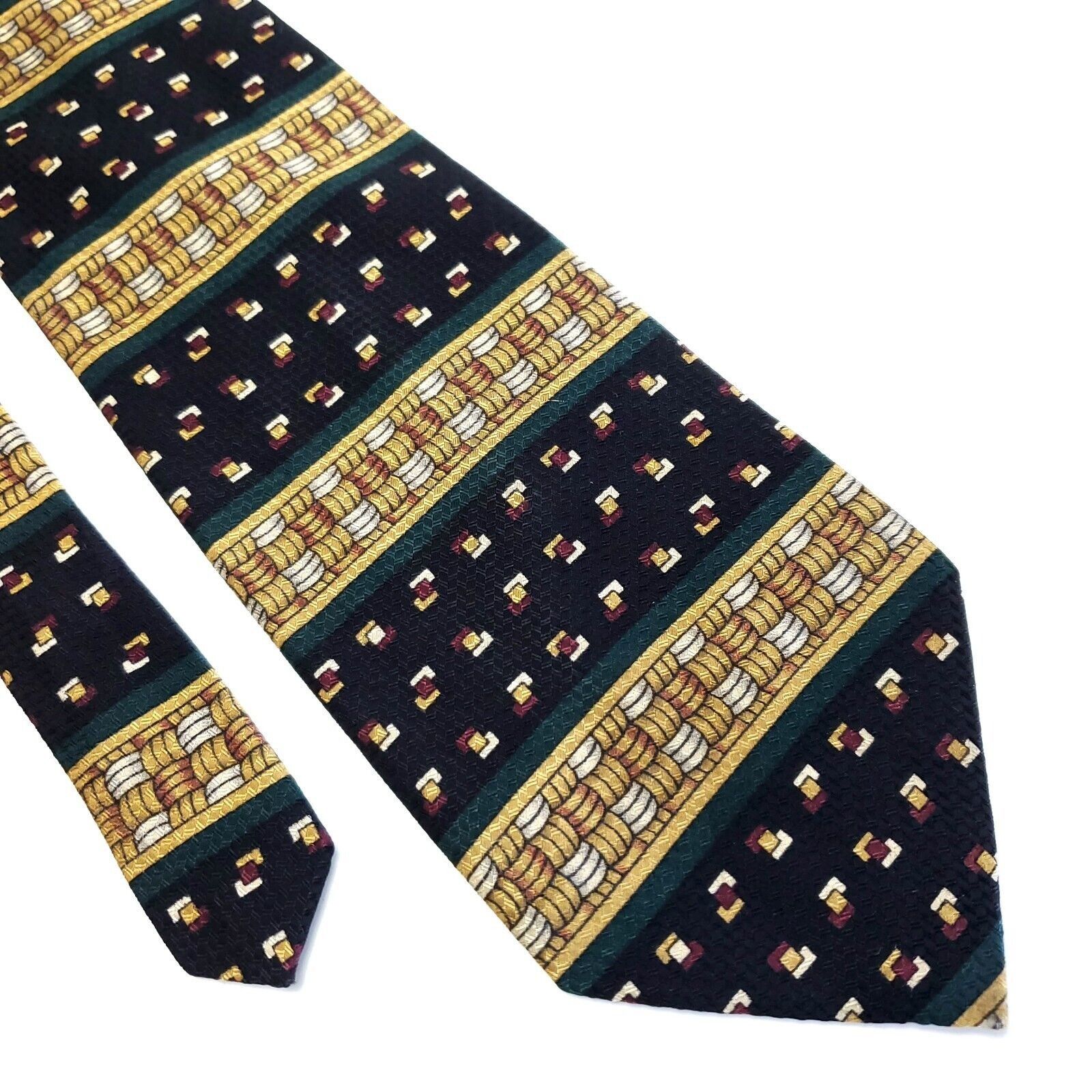 Designer Surrey Green Black Abstract Wide Silk Tie Size ONE SIZE - 1 Thumbnail