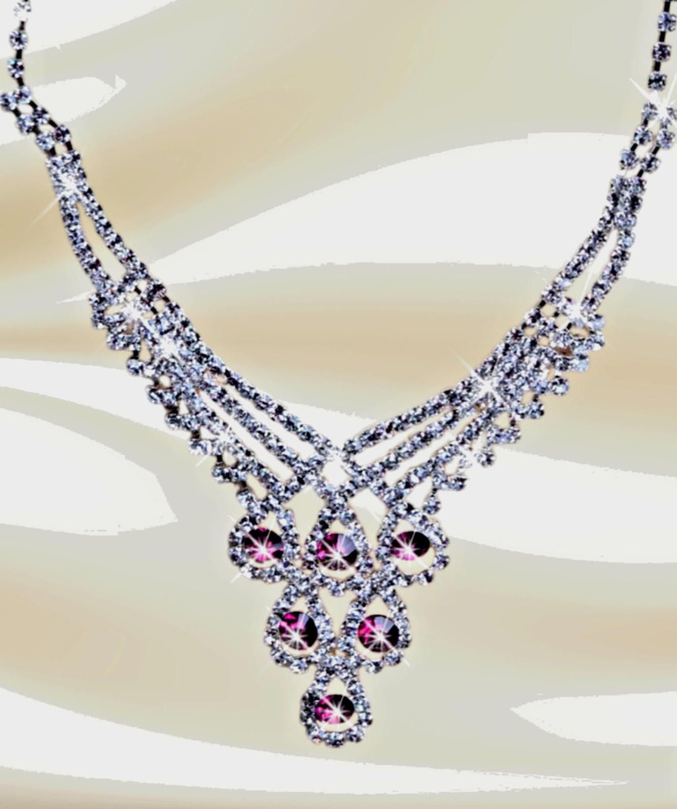 Other Bib Necklace Rhinestones 16” + Adjustable Mother's Day Gift Size ONE SIZE - 2 Thumbnail